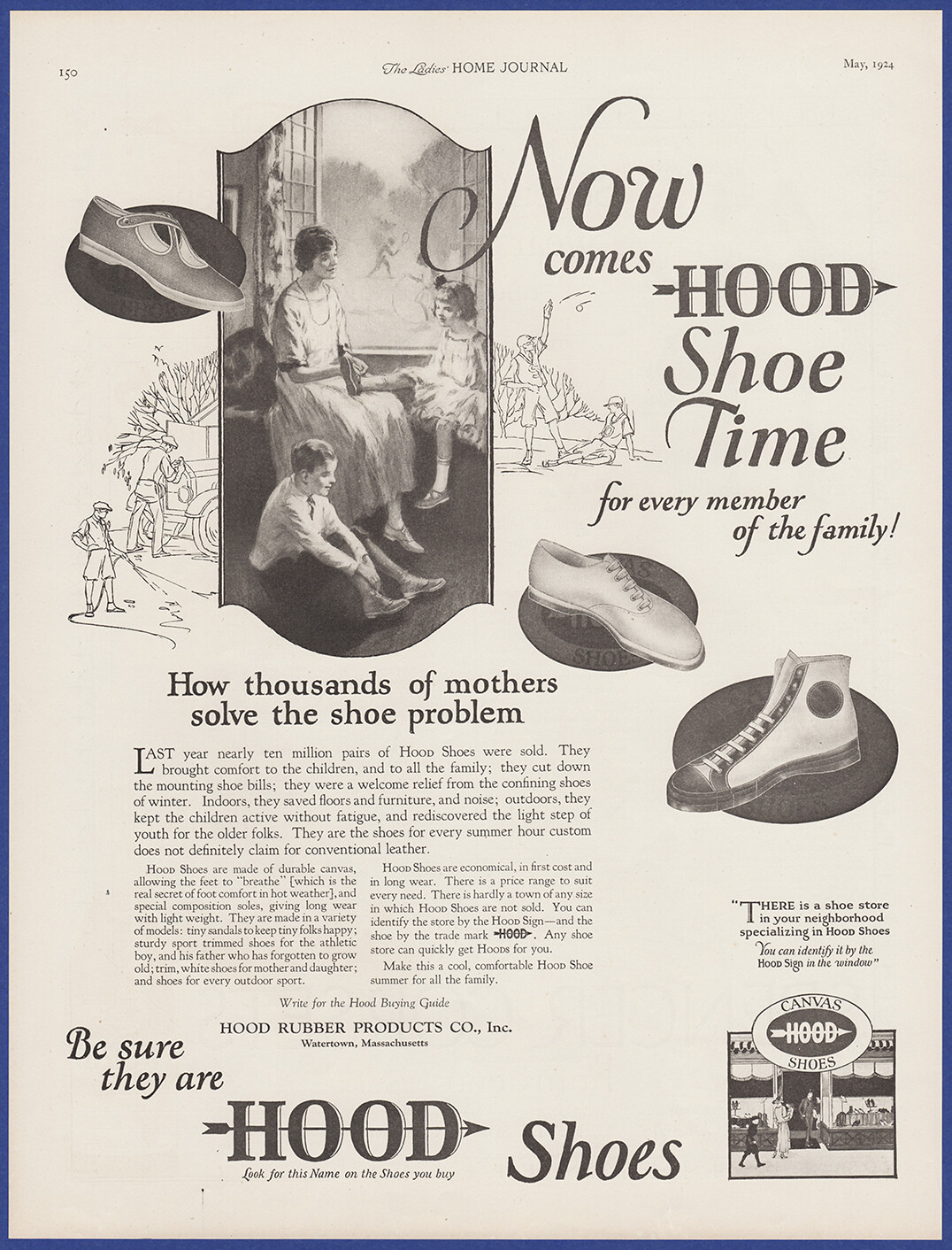 Vintage 1924 HOOD Shoes Men Women Kids Footwear Fashion Ephemera 20's Print Ad