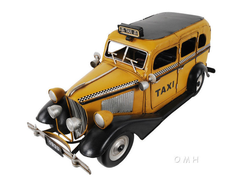 1933 Ford Model T Checker Taxi & Yellow Cab Company Metal Car Desk Model 13.5"