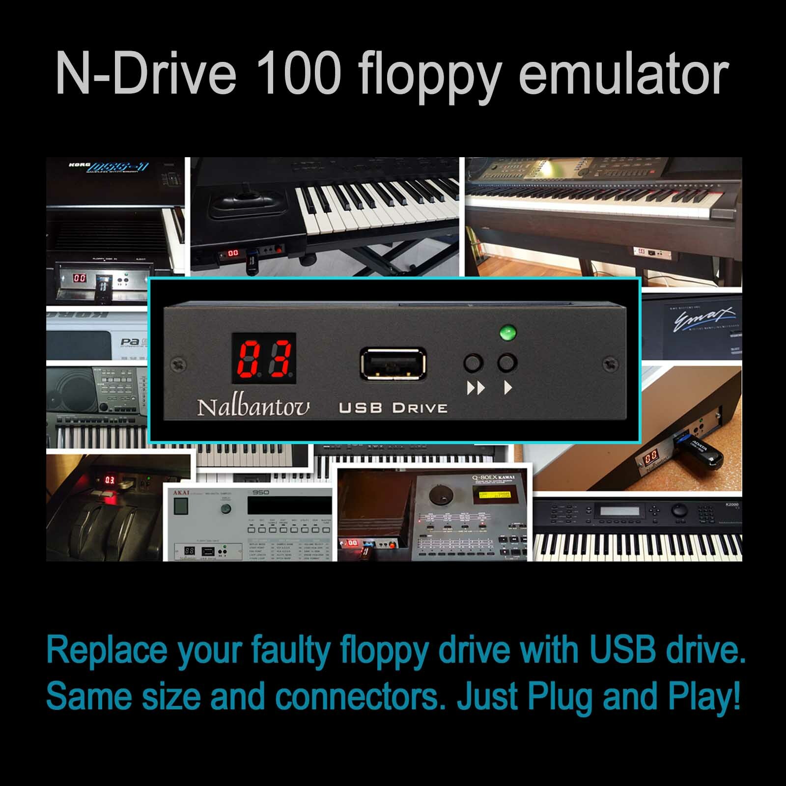 USB Floppy Disk Drive Emulator N-Drive 100 for Technics Organ SX-GA1/GA2/GA3