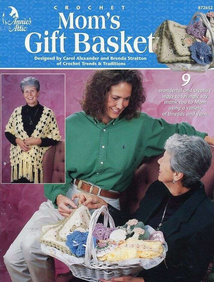 NEW CROCHET MOM'S GIFT BASKET SHAWL/AFGHAN/SLIPPERS/MORE!!!