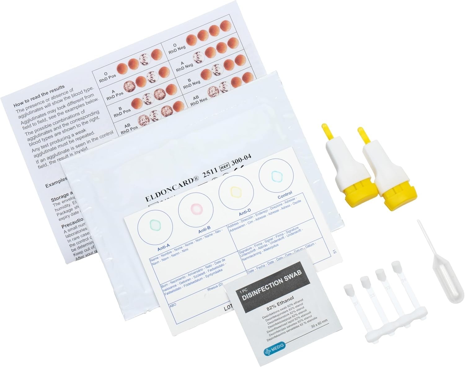 Home Blood Type Kit - Reliable A, B, O, AB & RH- Testing with Quick Results