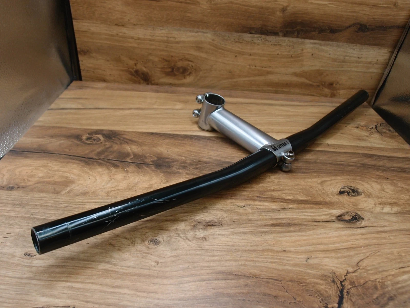 ahead stem T System 2 steel CRMO + flat handlebar by nL 25.4 mm 1990's MTB