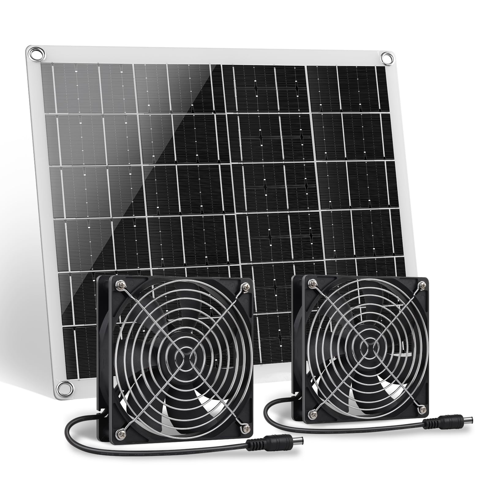 Solar Fan, 15W Solar Panel Fan with Two IP67 Waterproof Fan for Small Chicken...