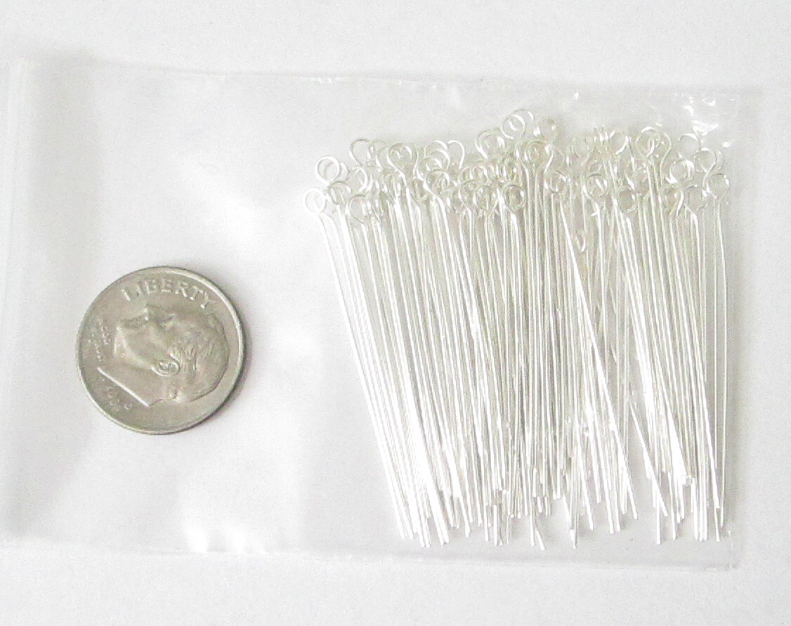 SILVERTONE EYE PINS--PACKAGE OF 100 NEW-1 1/2 INCHES-GREAT QUALITY