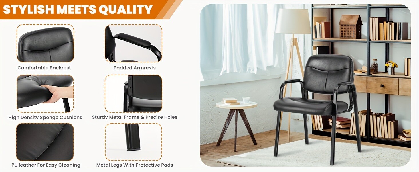 Waiting Room PU Leather Chairs. Padded arms. Elderly friendly