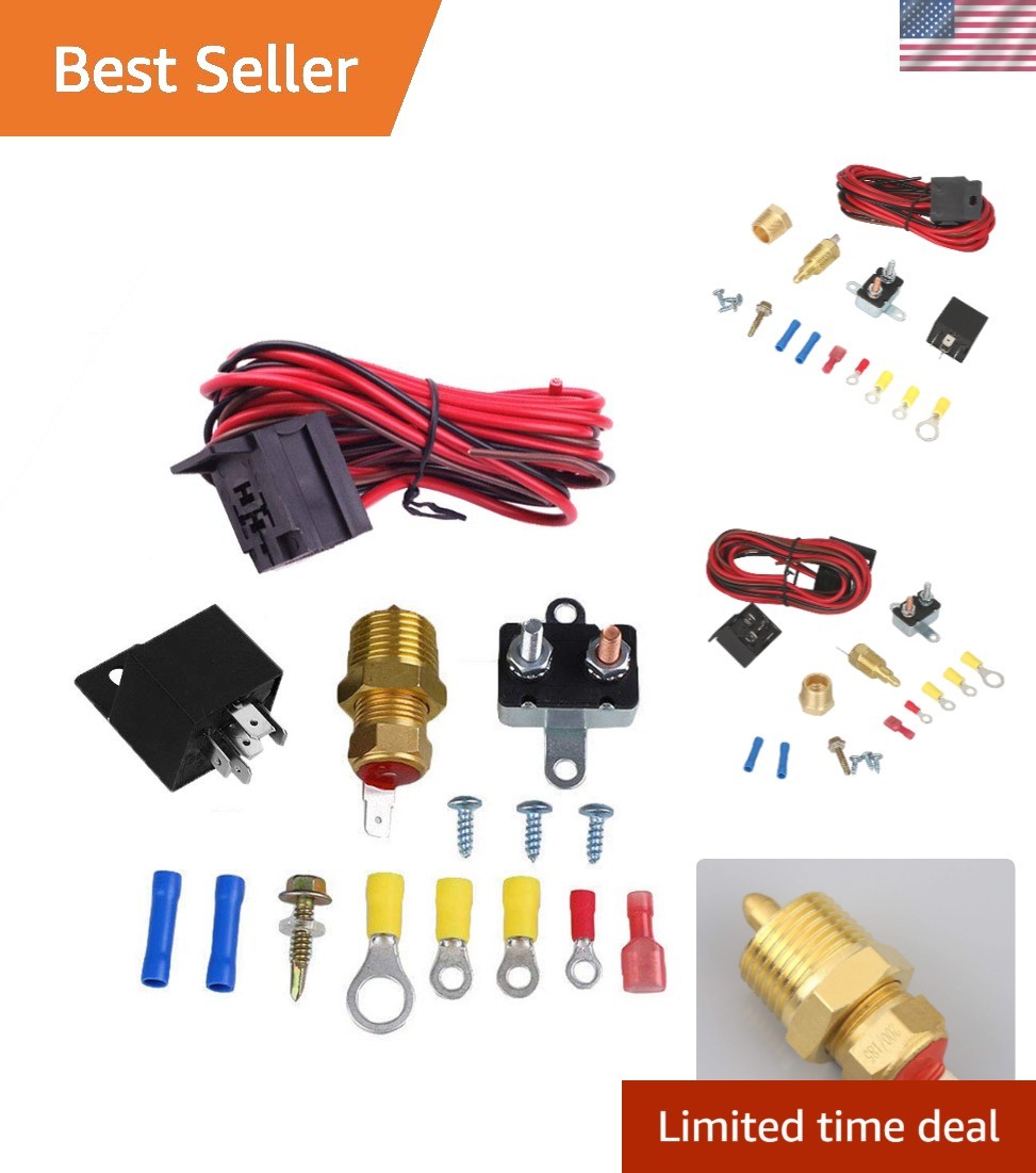 Durable Electric Cooling Fan Thermostat Kit - Includes Installation Components