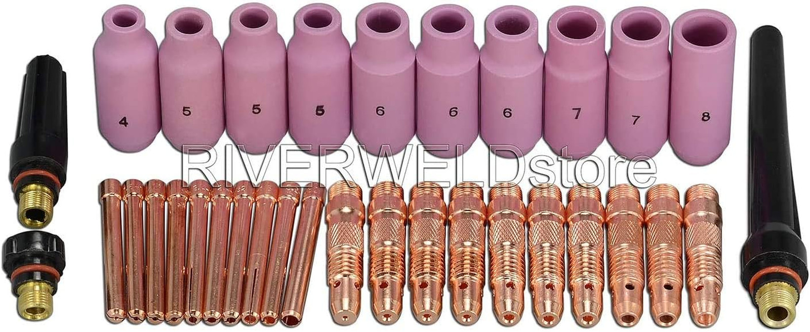TIG Collet Bodies Ceramic Cups 10N Series Assorted Size Kit 33Pcs | Alumina Nozz