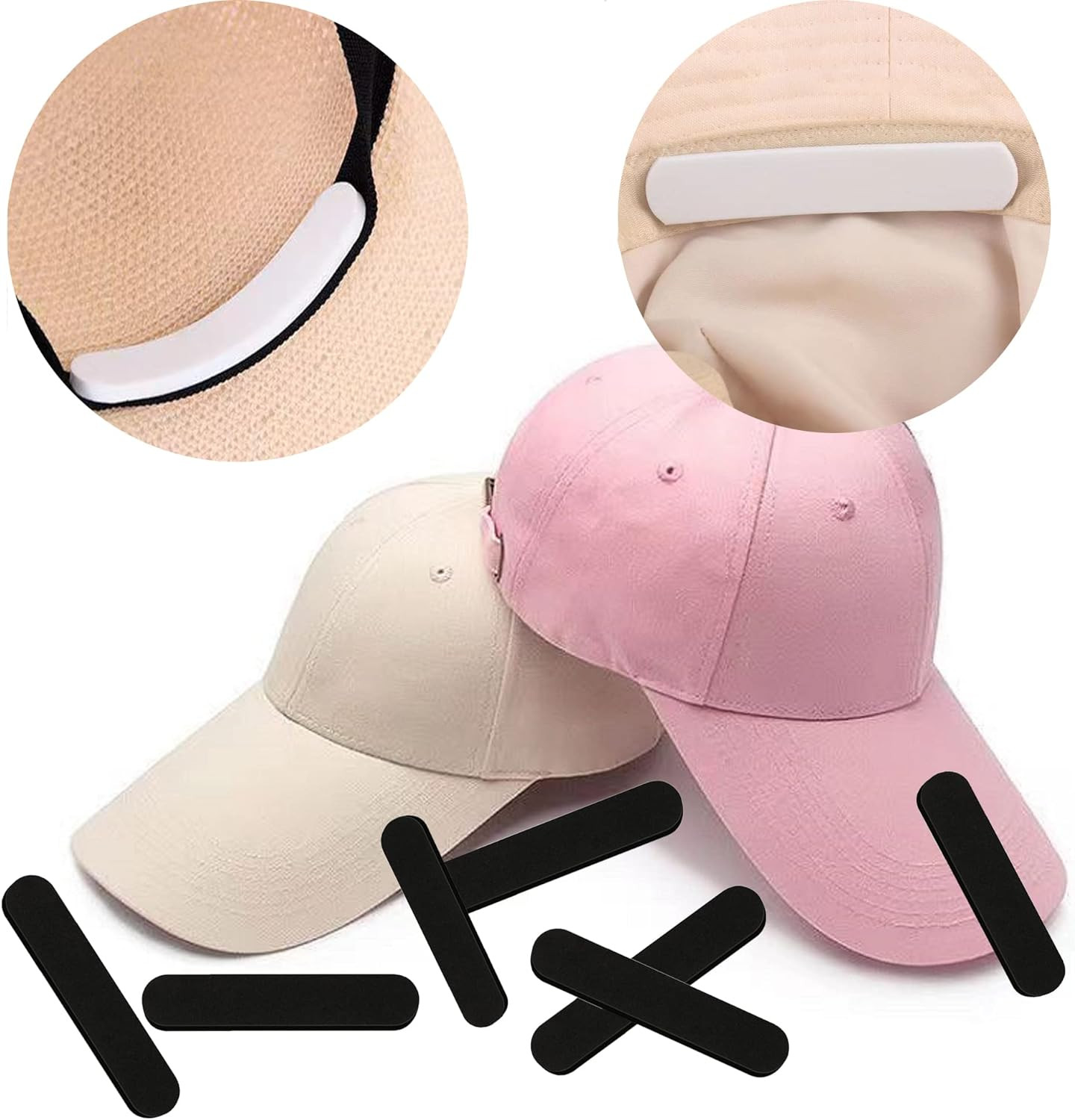 20 Pack Hat Size Reducer Tape Self Adhesive Foam for Caps and Hats Black White