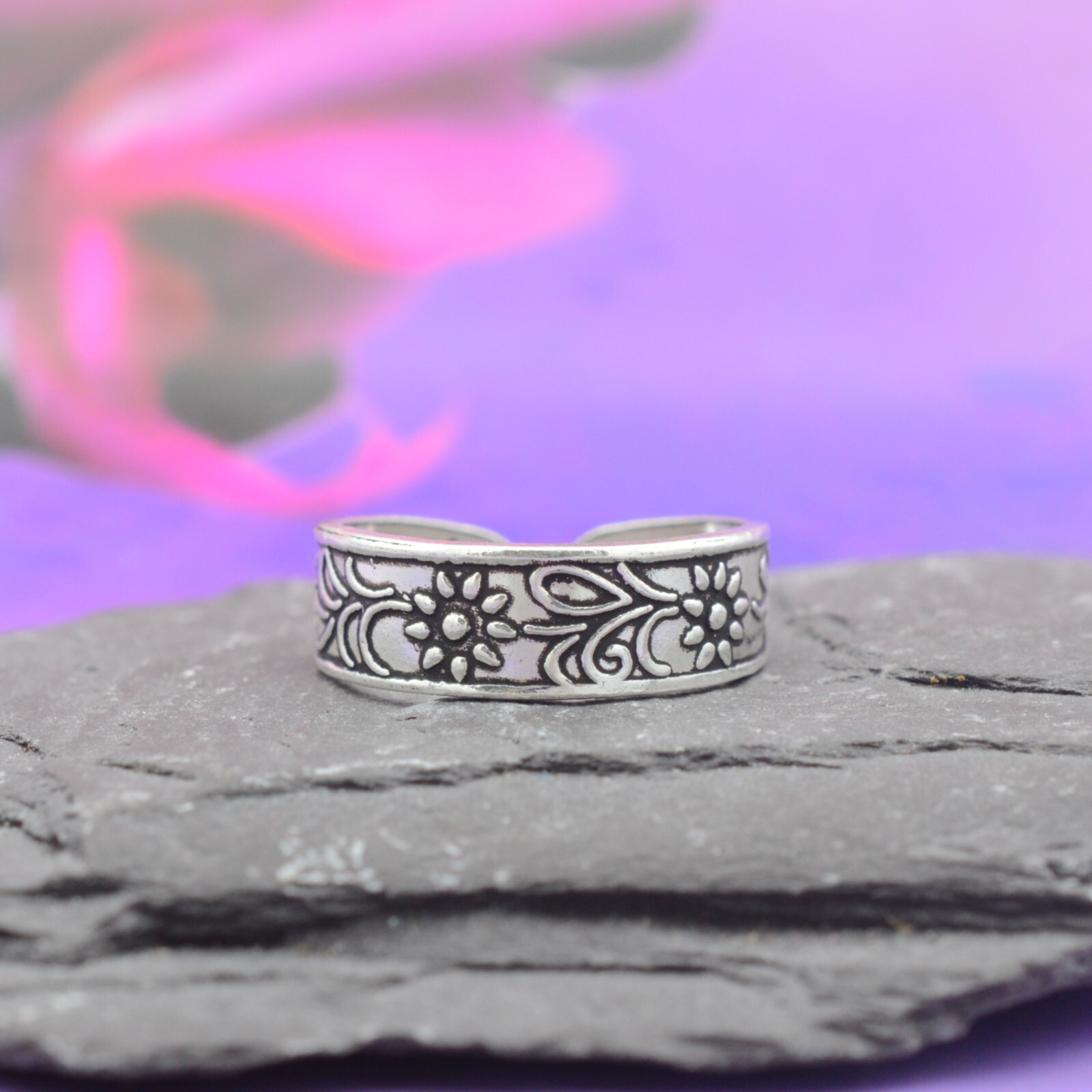Sterling Silver 925 Sunflower Toe Ring