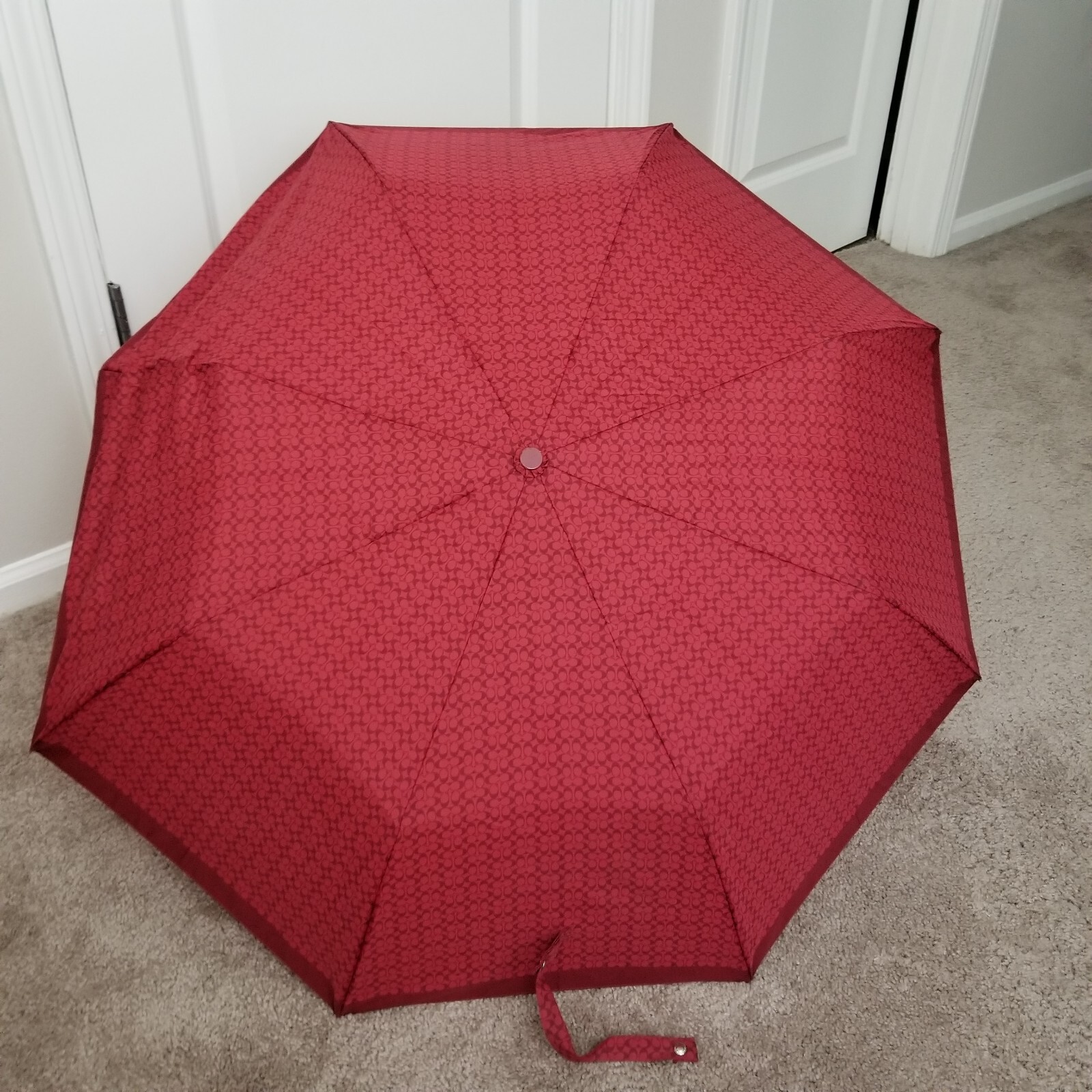 Coach Umbrella Red Monogram Logo Signature Print Mini C Vintage RARE