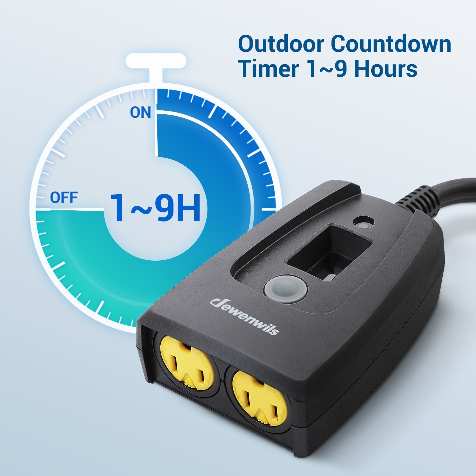 DEWENWILS Outdoor Waterproof Timer, 2-Outlet Plug-in, Countdown, UL Listed, 15A
