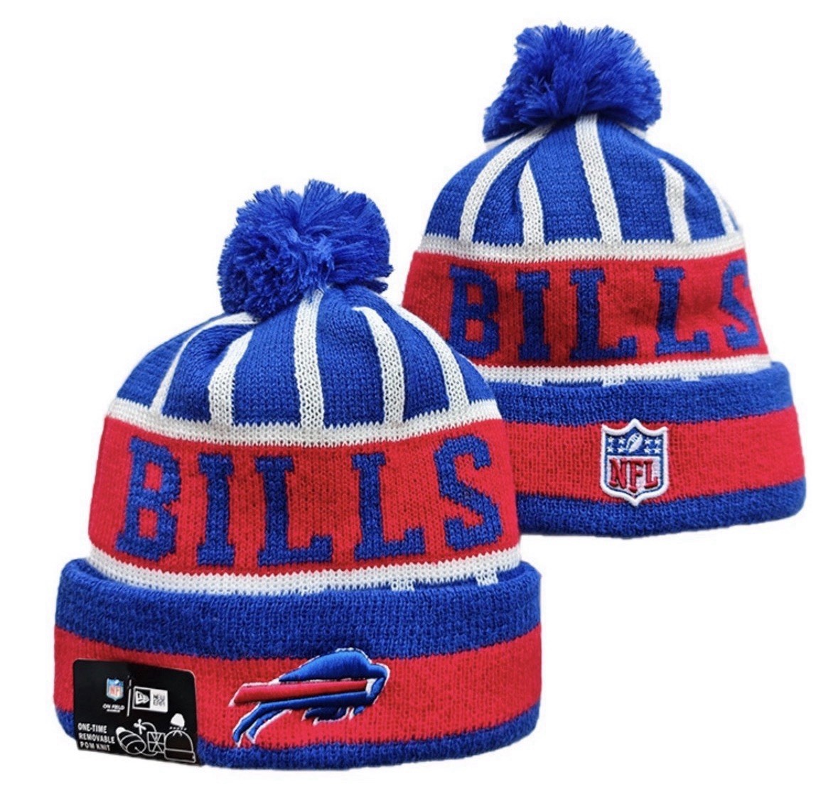 Buffalo Bills Beanie Hat Cap Blue New Era Pom Winter Josh Allen Mafia Cuff Knit