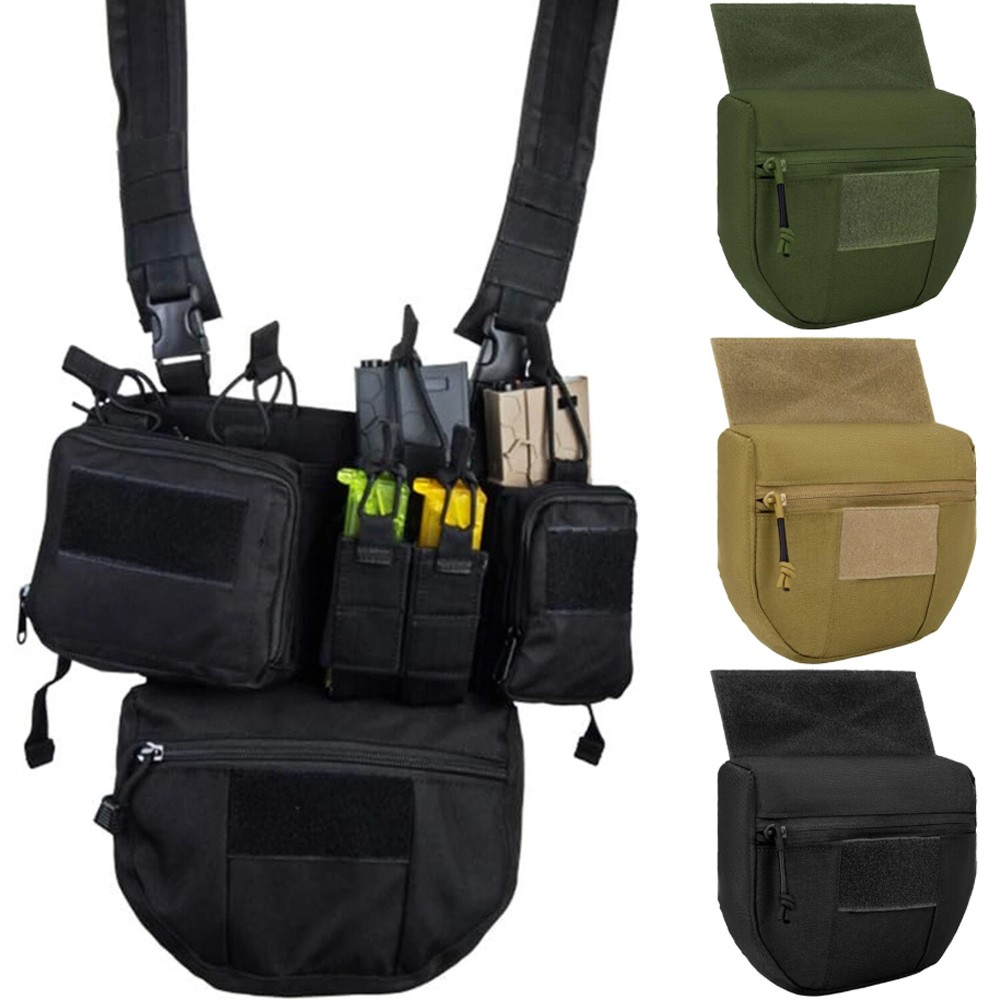 Tactical Drop Dangler Pouch Molle Vest Chest Rig Sub Abdominal Carrying Dump Bag