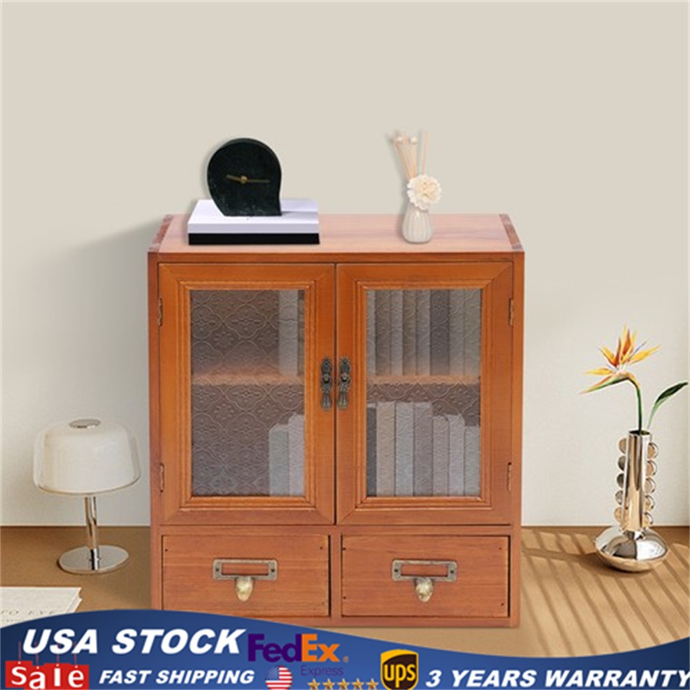 3-Tier Vintage Tabletop Organizer, Wooden Storage Drawer Box, Storage Cabinet