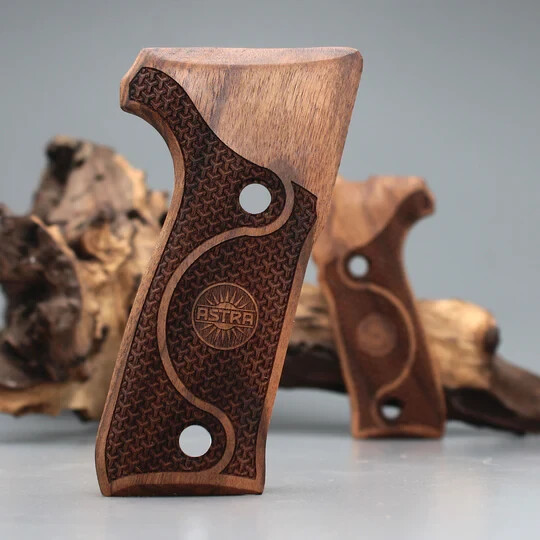 ASTRA  A90 A100 A900 GUN GRIPS SET- Nice Engraved WALNUT WOOD GRIP HAND MADE NEW
