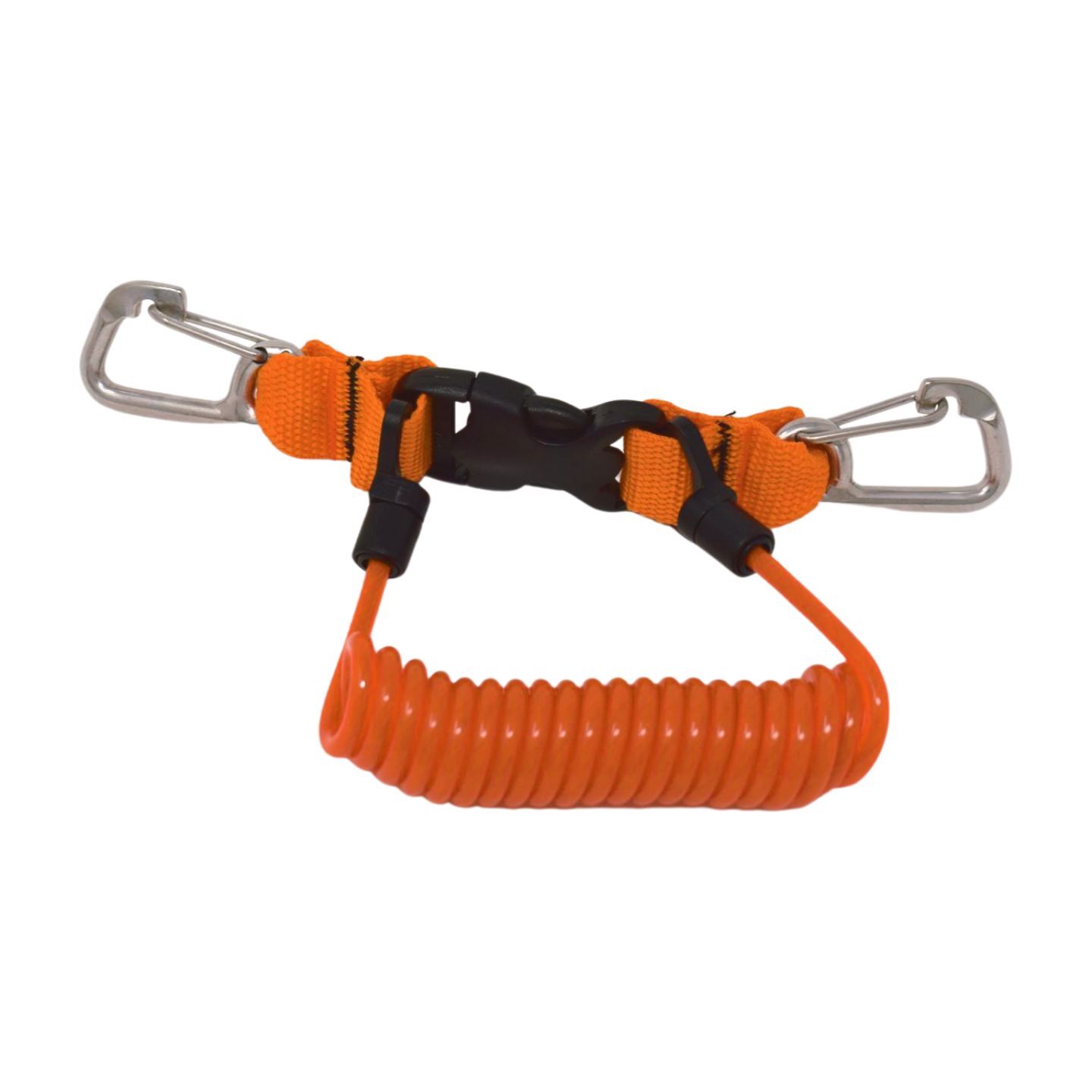 Scuba Choice Shark Coil Steel‐Core Lanyard with Clips, Orange