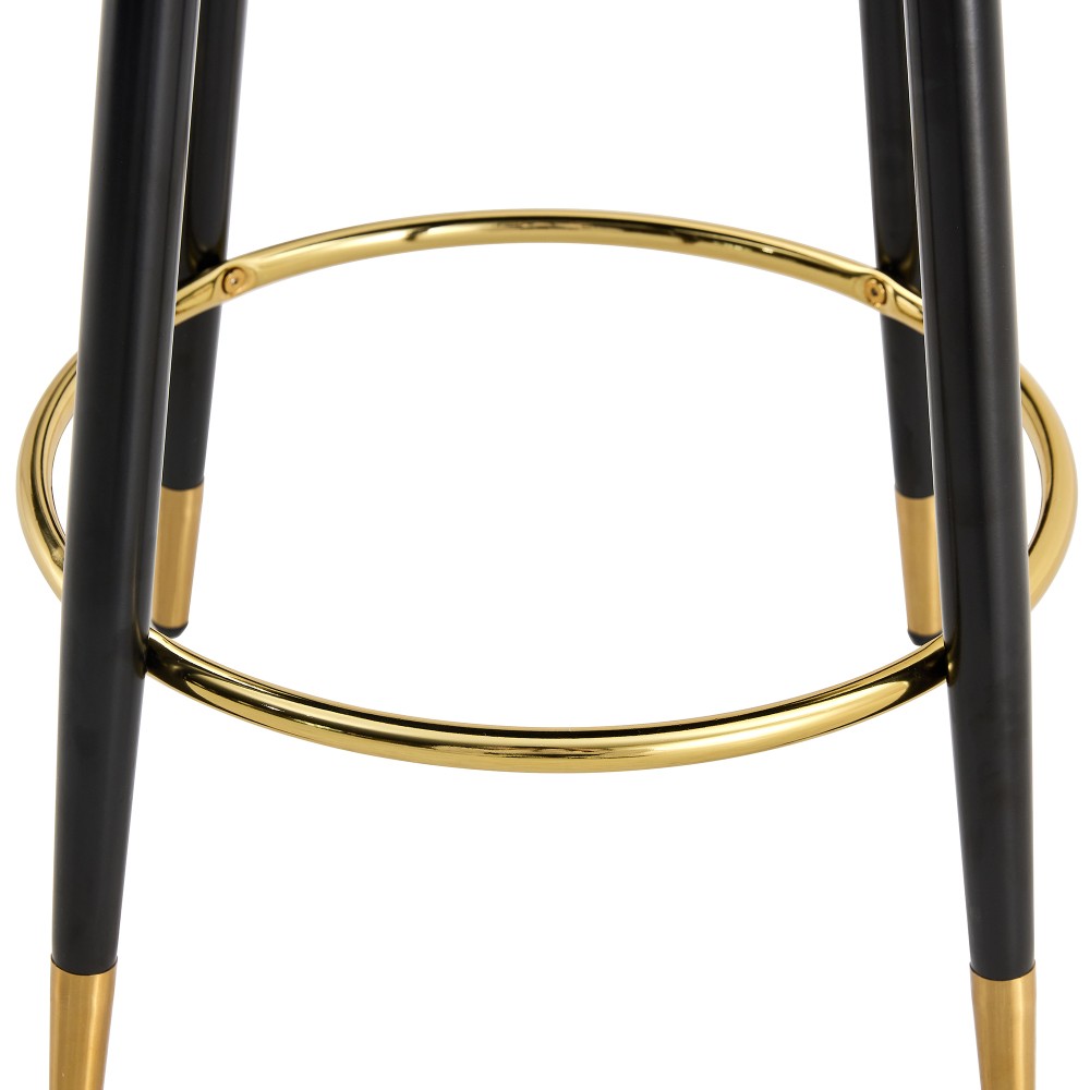 Modern 360 Swivel Barstools Set of 2, Black Faux Leather Bar Chair w/Metal Legs