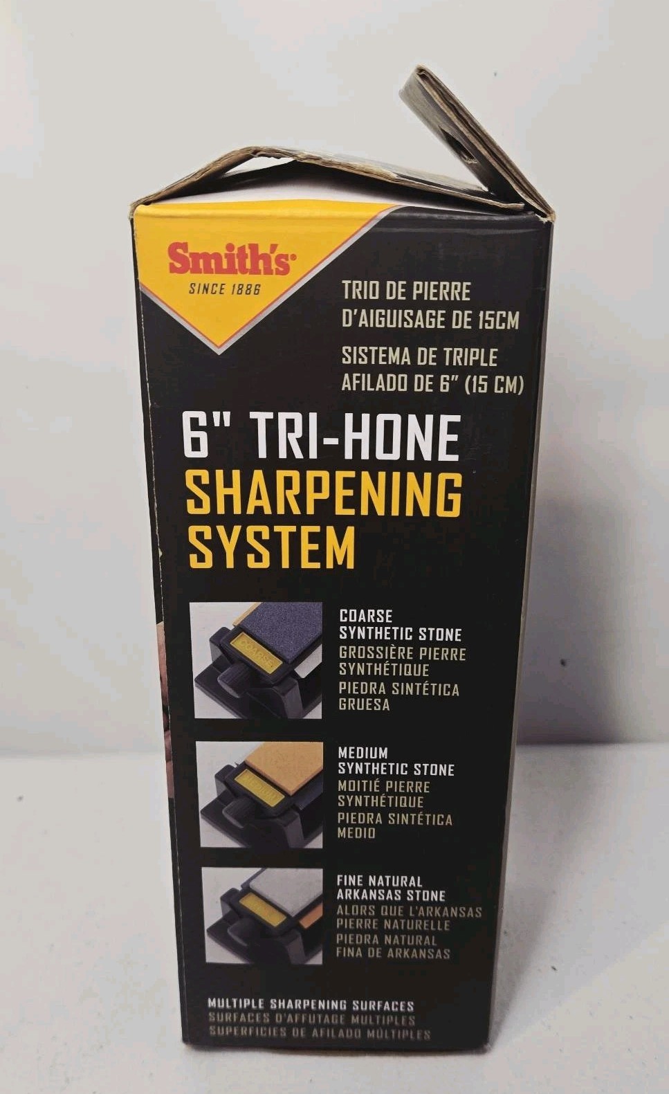 Smith's TRI6 6" Tri-Hone Sharpening System Knife Tool Sharpener 3 Stone used.