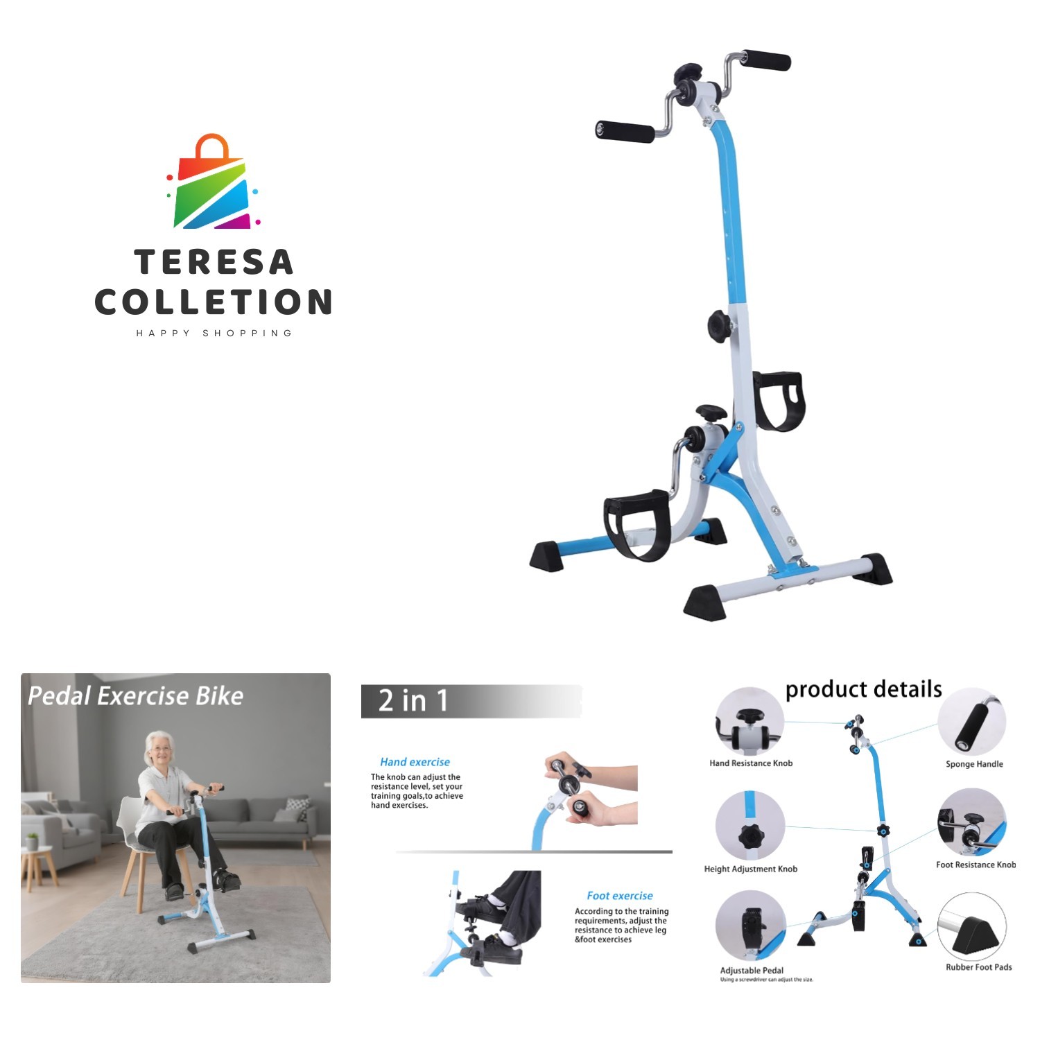 Pedal Exerciser Bike for Hands, Arms, Legs & Knees - Portable Foot Peddler Bi...
