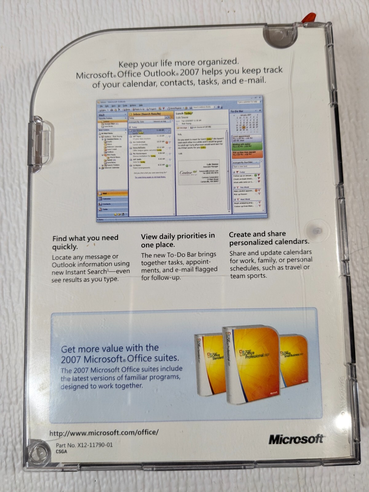 Microsoft Office Outlook 2007 w/ product key software CD-ROM Windows PC software