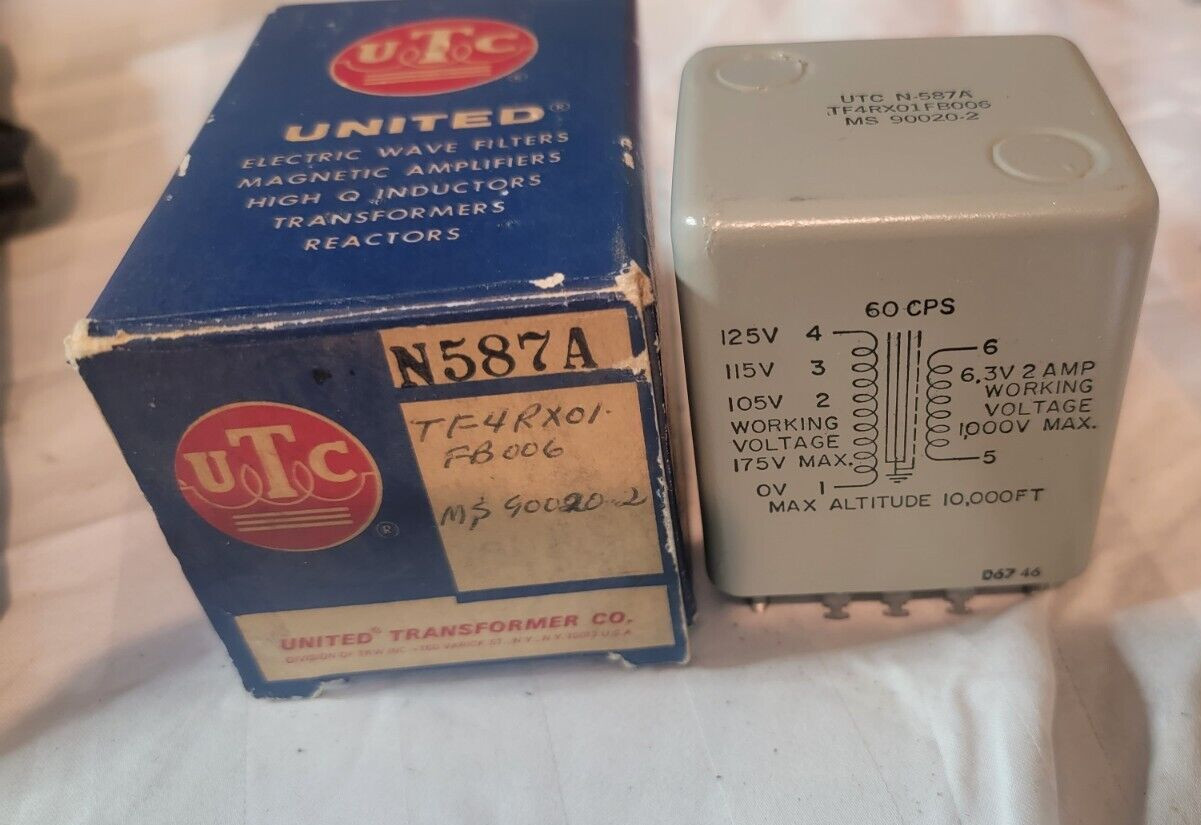 Vintage NOS NIB UTC N587A Filament Transformer 6.3V 2A for Tube Amps