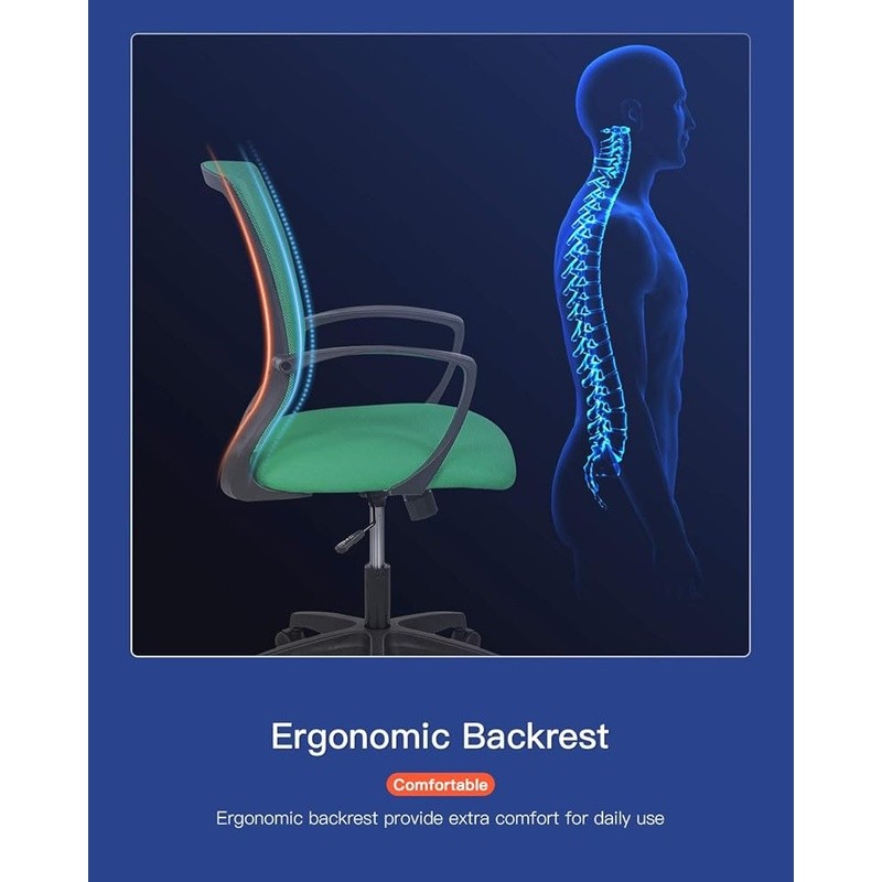 Ergonomic Home Office Chair W/ Lumbar Support Adjustable Mesh Mid Back Wheels US