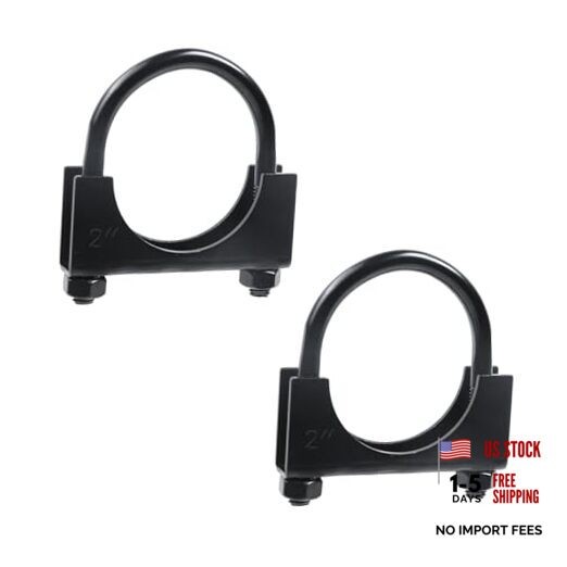 2 Pcs Heavy Duty Muffler U-bolt Clamps, Black Stainless steel Saddle Type 2"