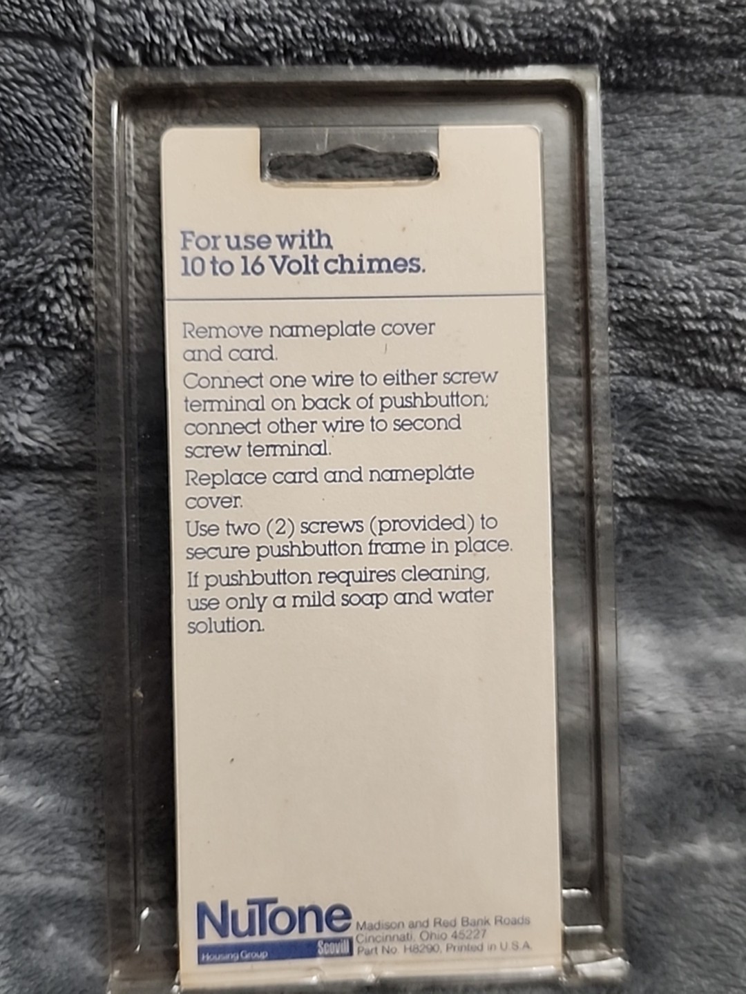 Vintage NuTone PB-8LV Push Lite Electrically Lighted Pushbutton NOS