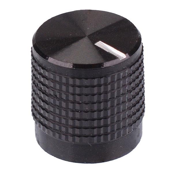 Black Anodised Shell White Pointer 6mm Splined Knob KM12B