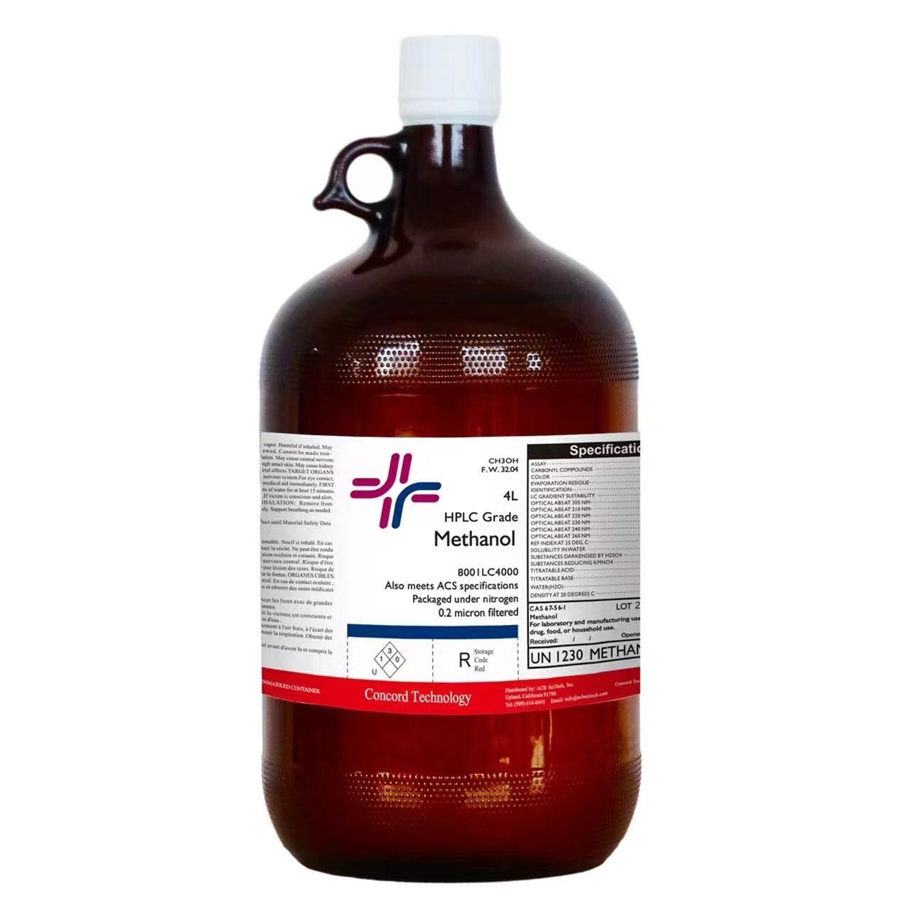 Methanol, LC-MS, UPLC, 99.9% Min, 4-Liter