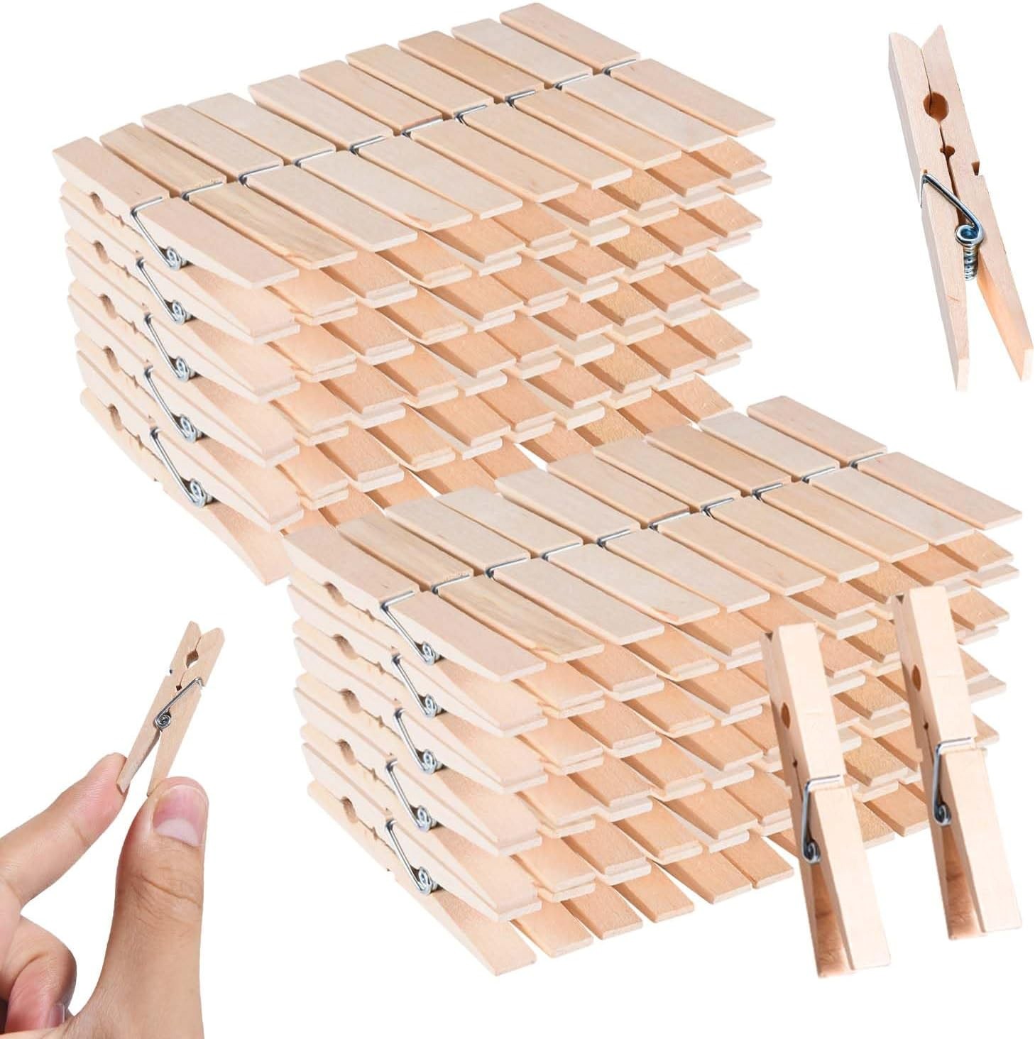 SenseYo 100PCS 1.9" Wooden Clothespins Heavy Duty Natural Wood Clips
