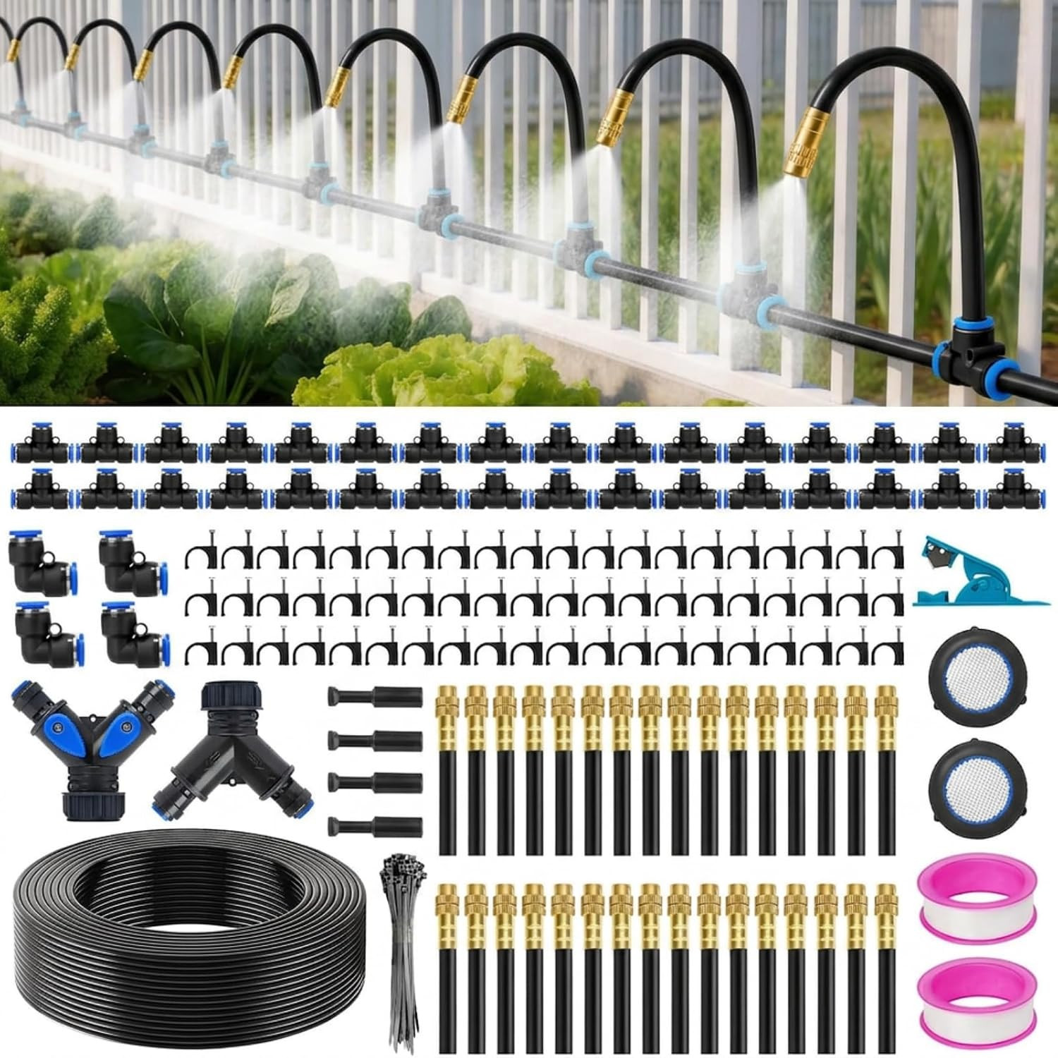 Drip Irrigation System 200FT 5/16", 2026-Upgrade Garden Sprinkler Kit with 32PCS
