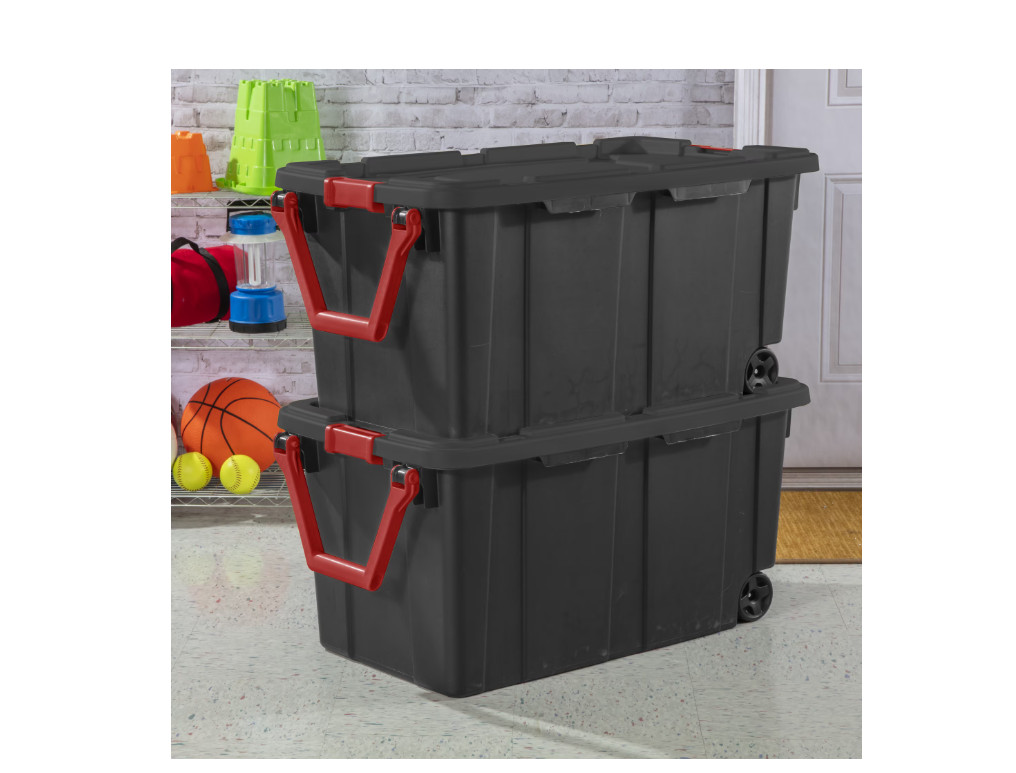 Sterilite Extra-Large Wheeled Industrial Storage Bin, 40 Gallon 2 Pack