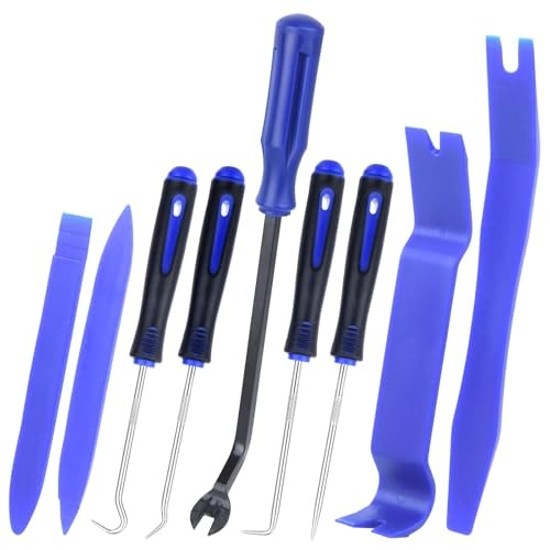 9Pcs Auto Trim Removal Tool Kit with Plastic Pry Tool, Fastener Clip Pliers,