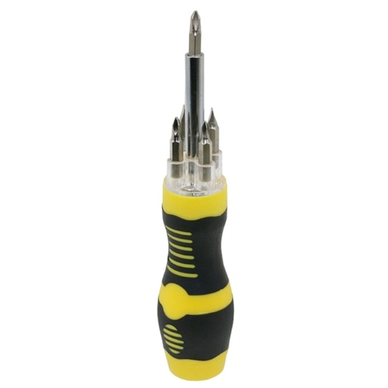 LED Illuminated Screwdriver 3 Mode Interchangeable Heads Portable Storage Case