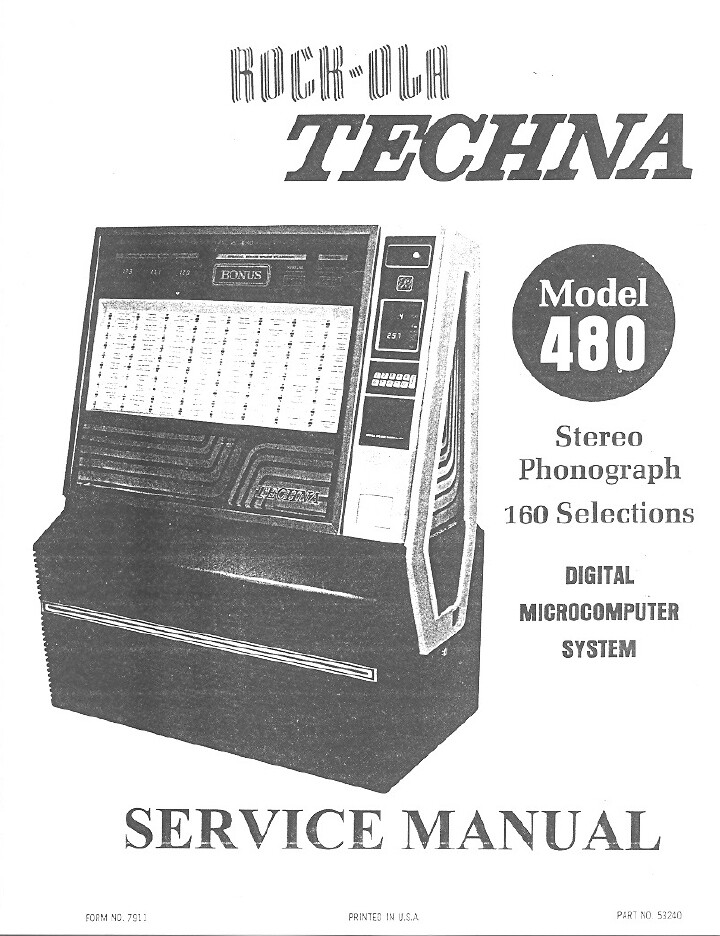 Rock-Ola 480 Techna Service Manual (104 pages) - sent as digital copy on a CD