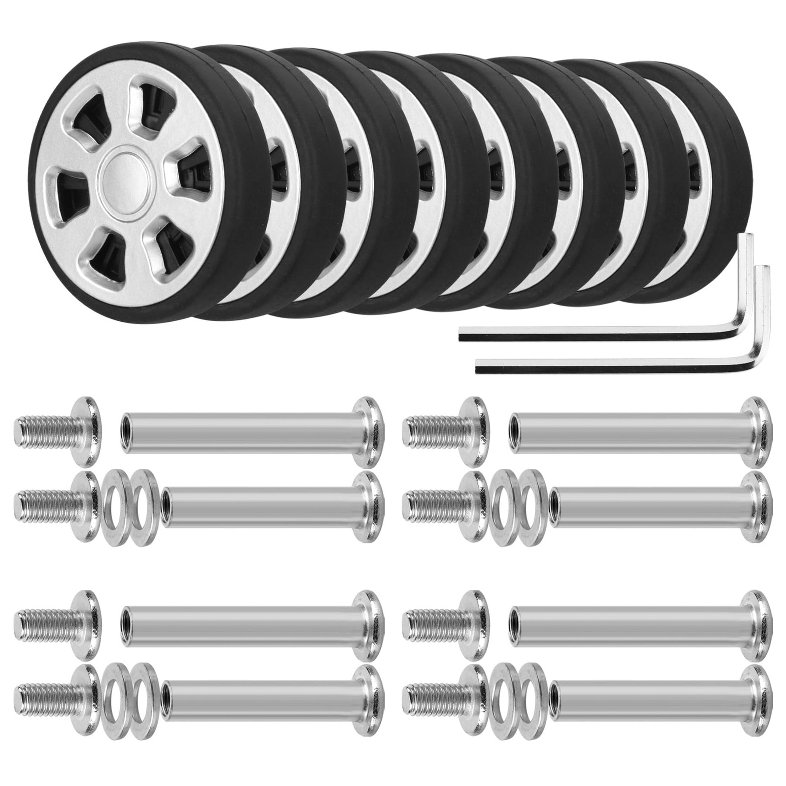 Volein 8 Pcs Replacement Luggage Rubber Wheels 2.17 inch, Grey