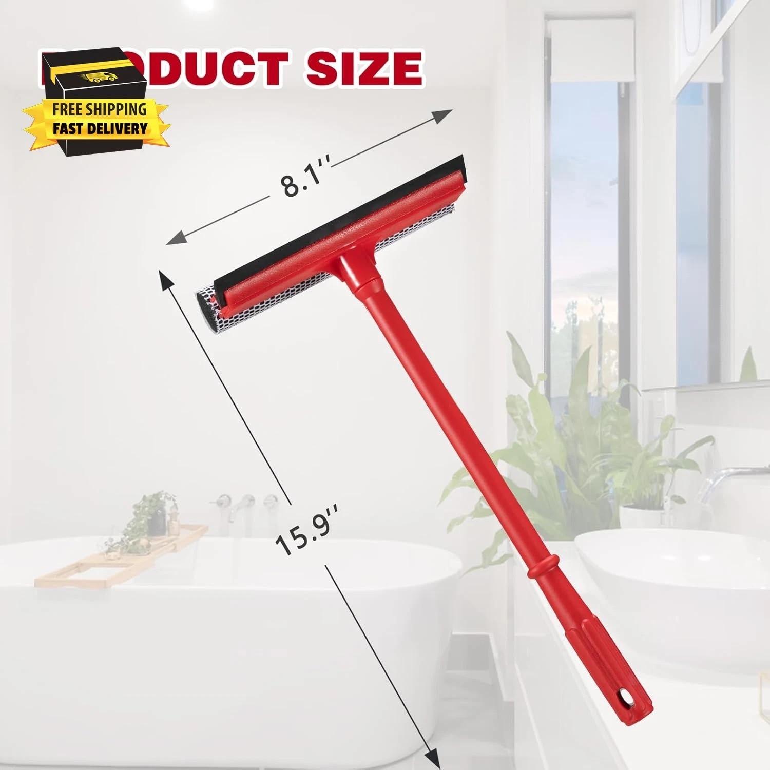 15.9" Window Squeegee for Car,2 in 1 Squeegee Window Cleaner with Long Stainless