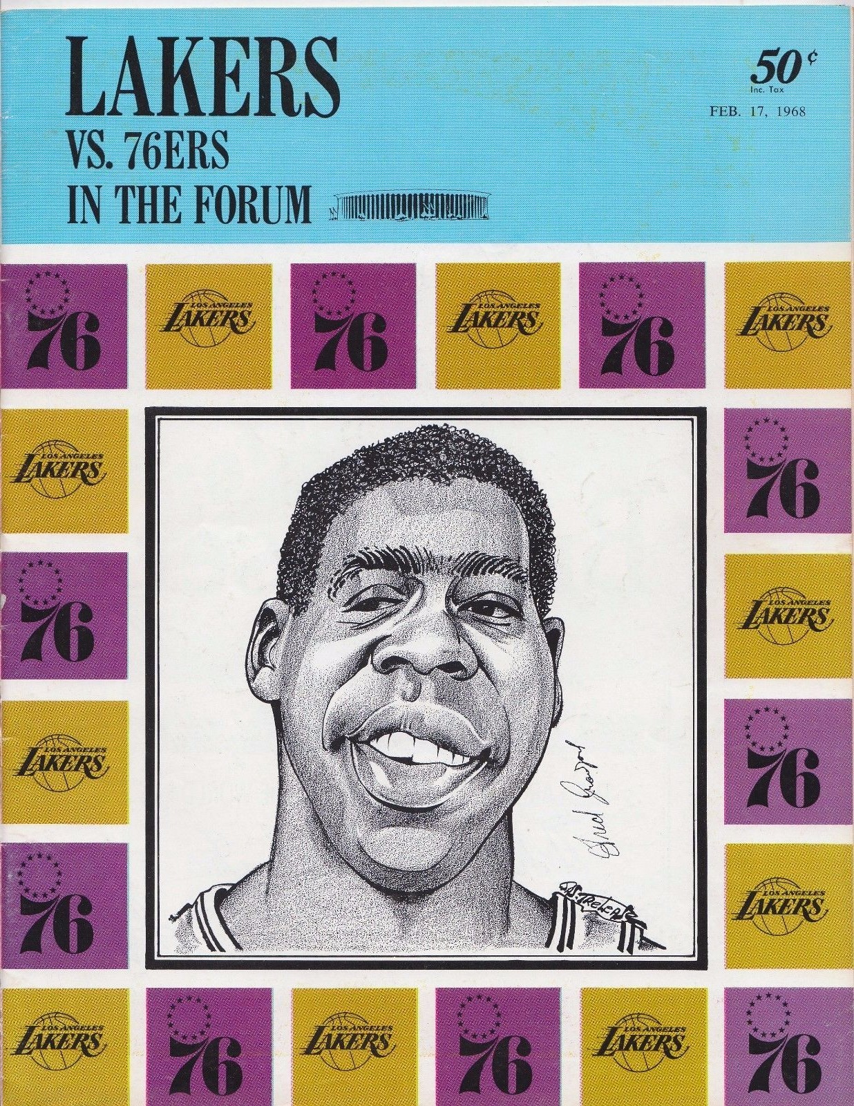 1968 Los Angeles Lakers Vs Philadelphia 76ers In The Forum Official NBA Program
