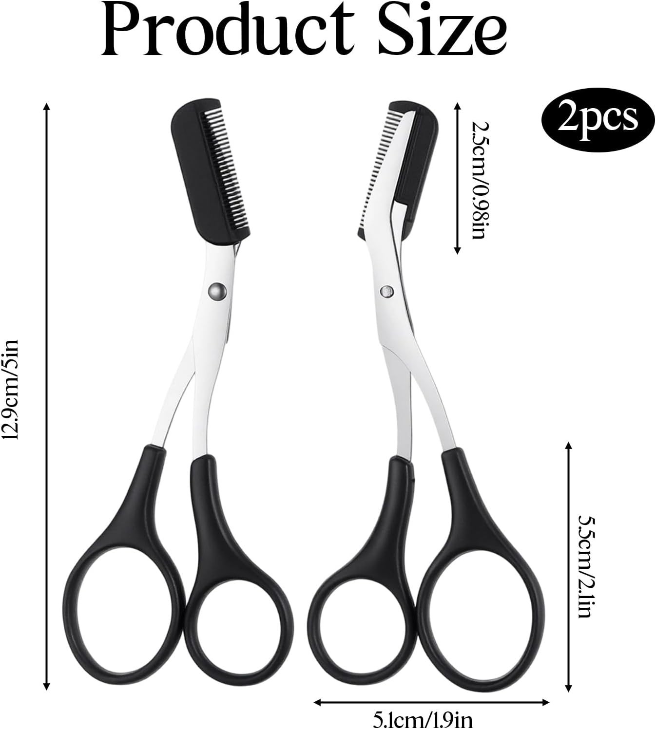 2PCS Eyebrow Trimmer Scissors Eyebrow Scissors with Comb Professional Travel
