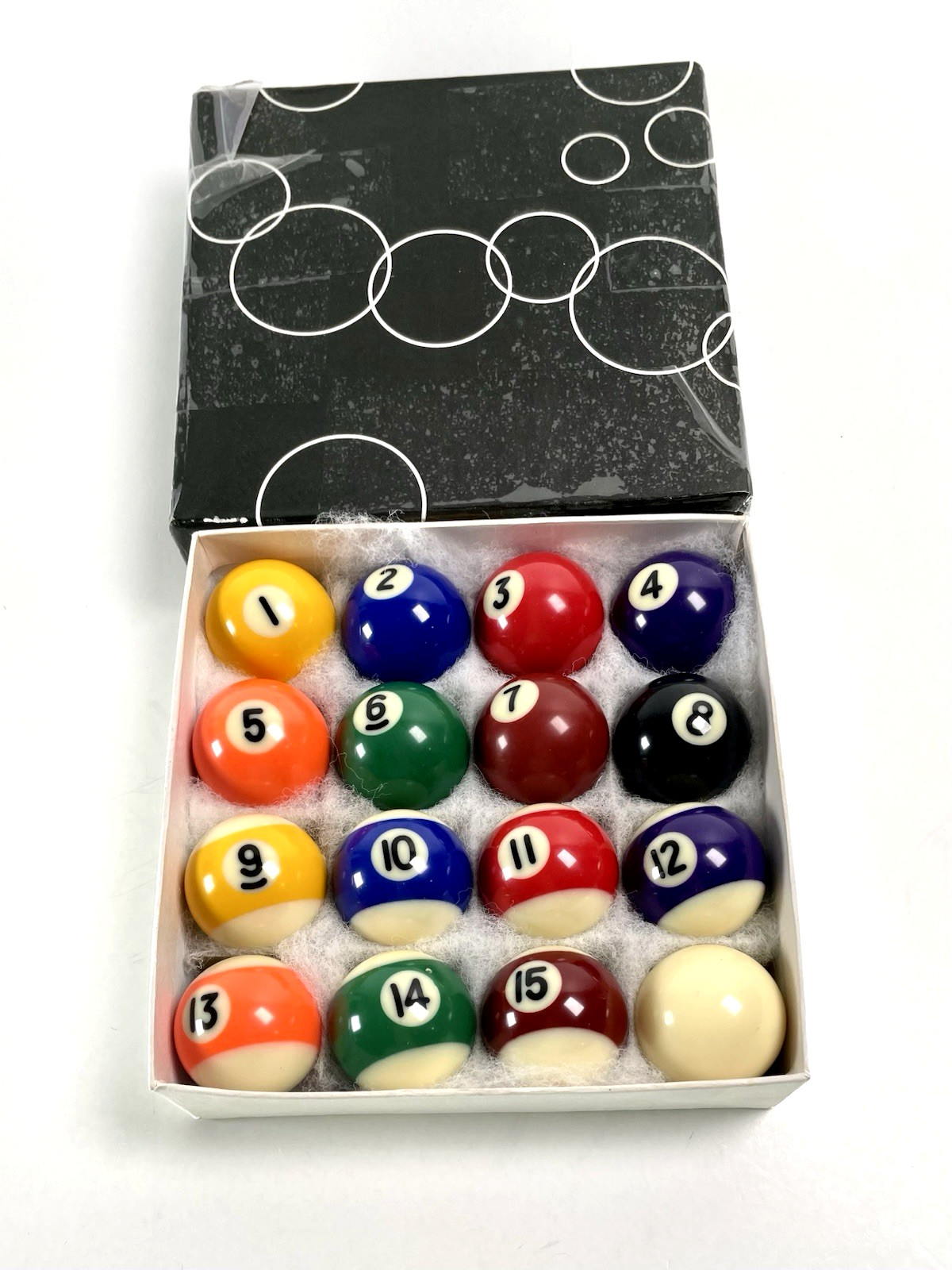 Vintage Billiard Balls  Pool Ball Set Original Box Full Set 1-1.25in
