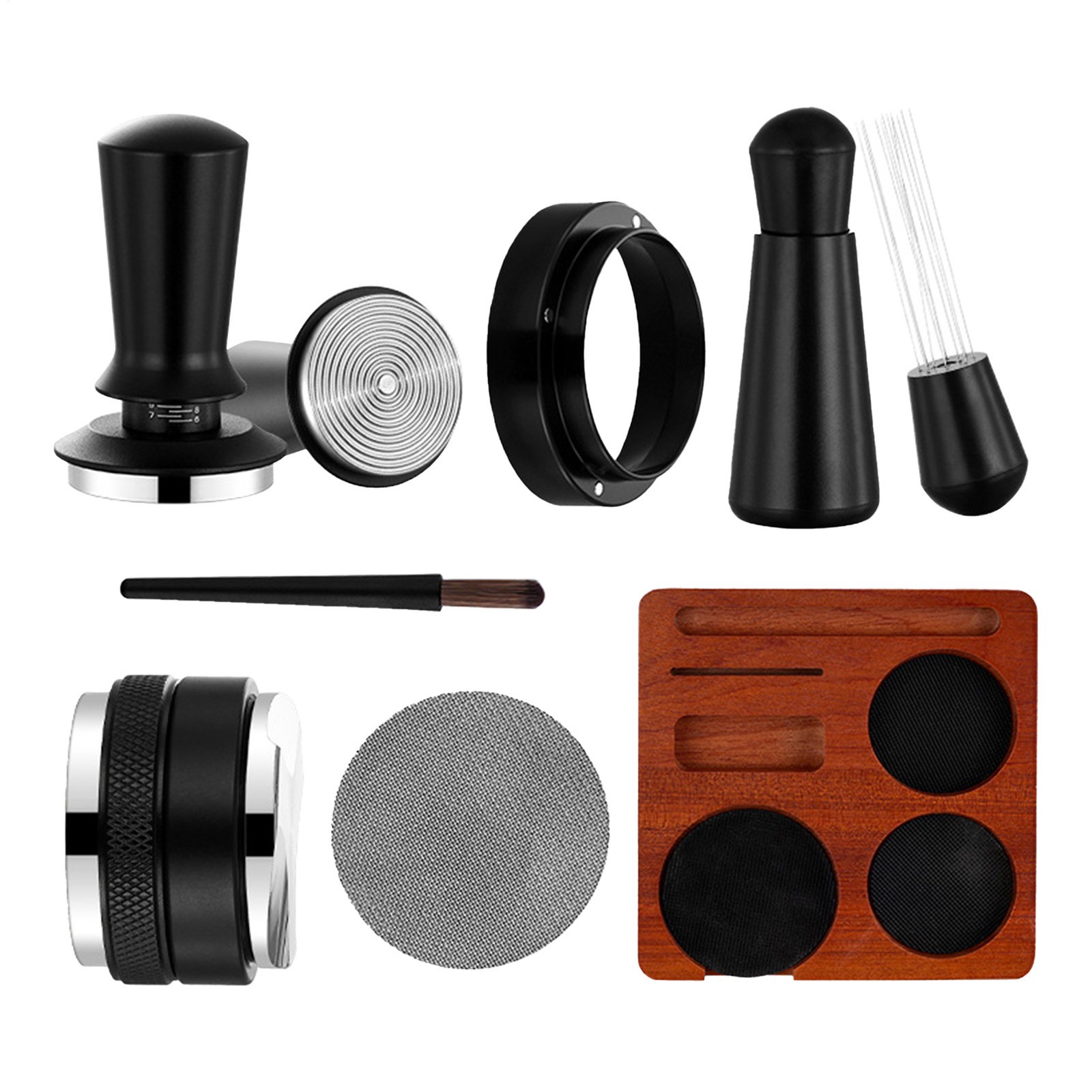 51/58mm Coffee Tamper Set 7PCS Professional Ergonomic Anti-Slip Coffee Tool Set