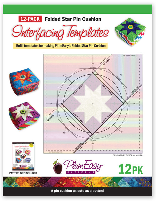 Plum Easy Folded Star Pin Cushion Interfacing Templates 12 pk