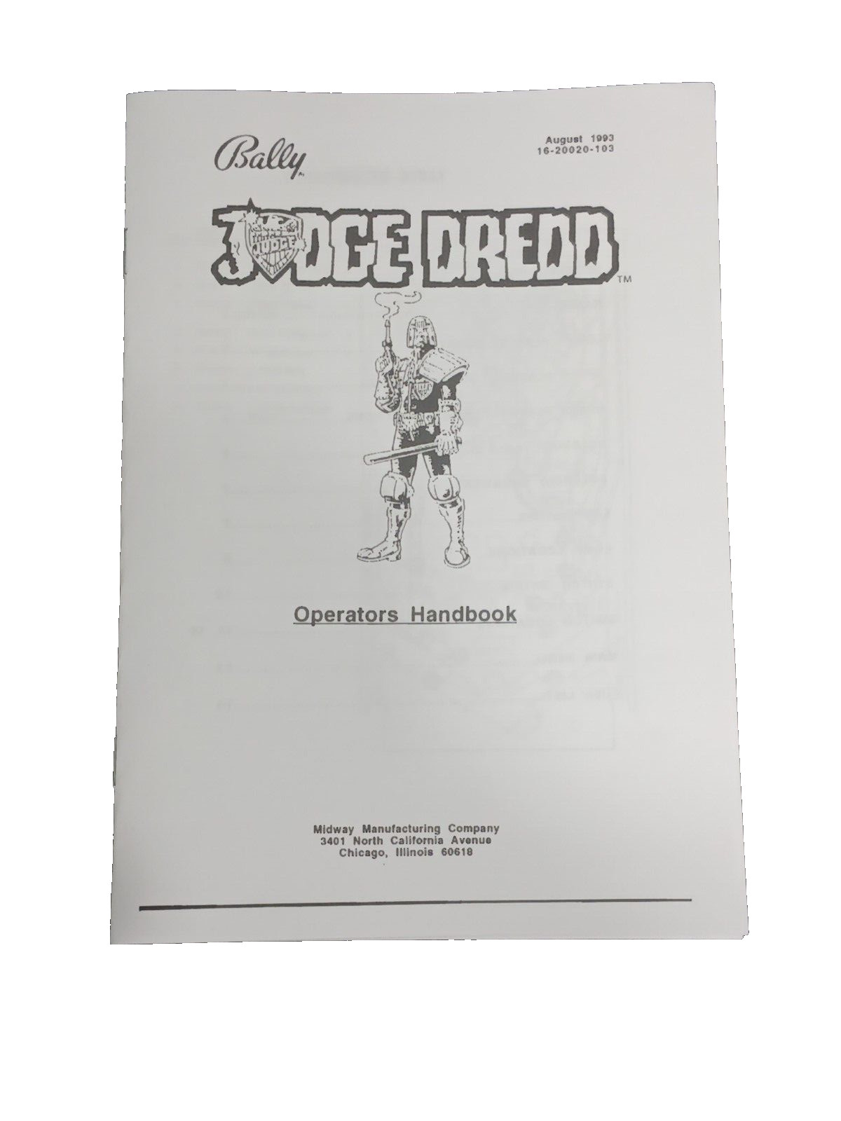 Bally Judge Dred Operators Handbook