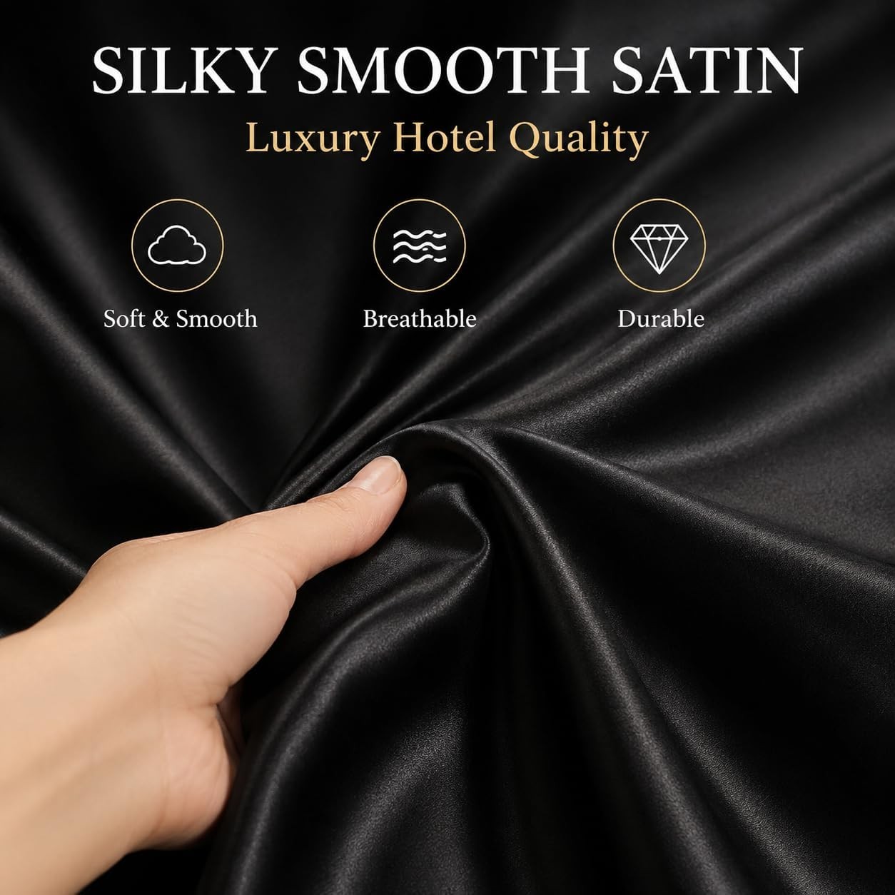 Full Size Satin Sheets 4 Piece Silky Bed Sheet Set W/ Smooth Silky Surface