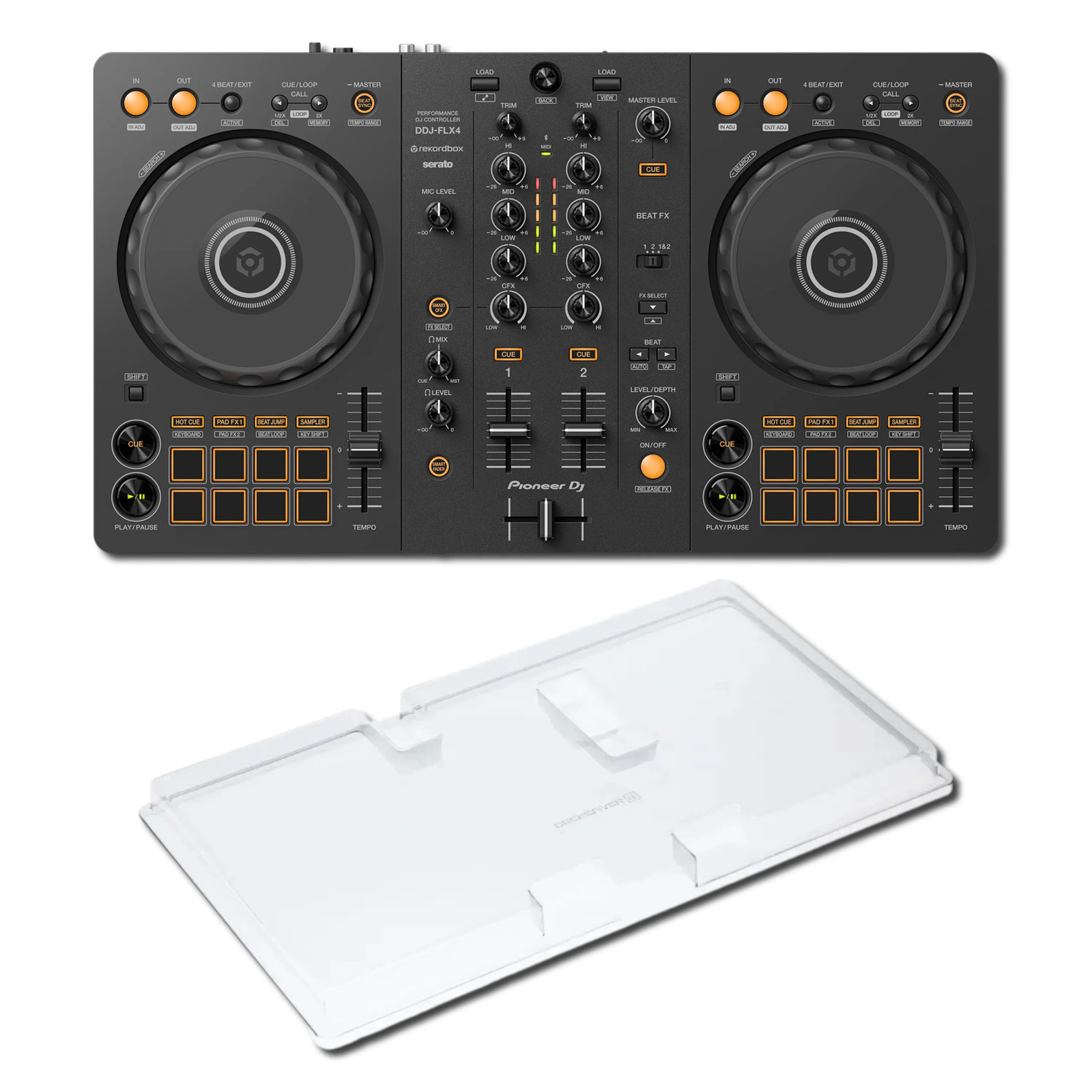 Pioneer DDJ-FLX4 Controller & Decksaver LE Cover - Graphite