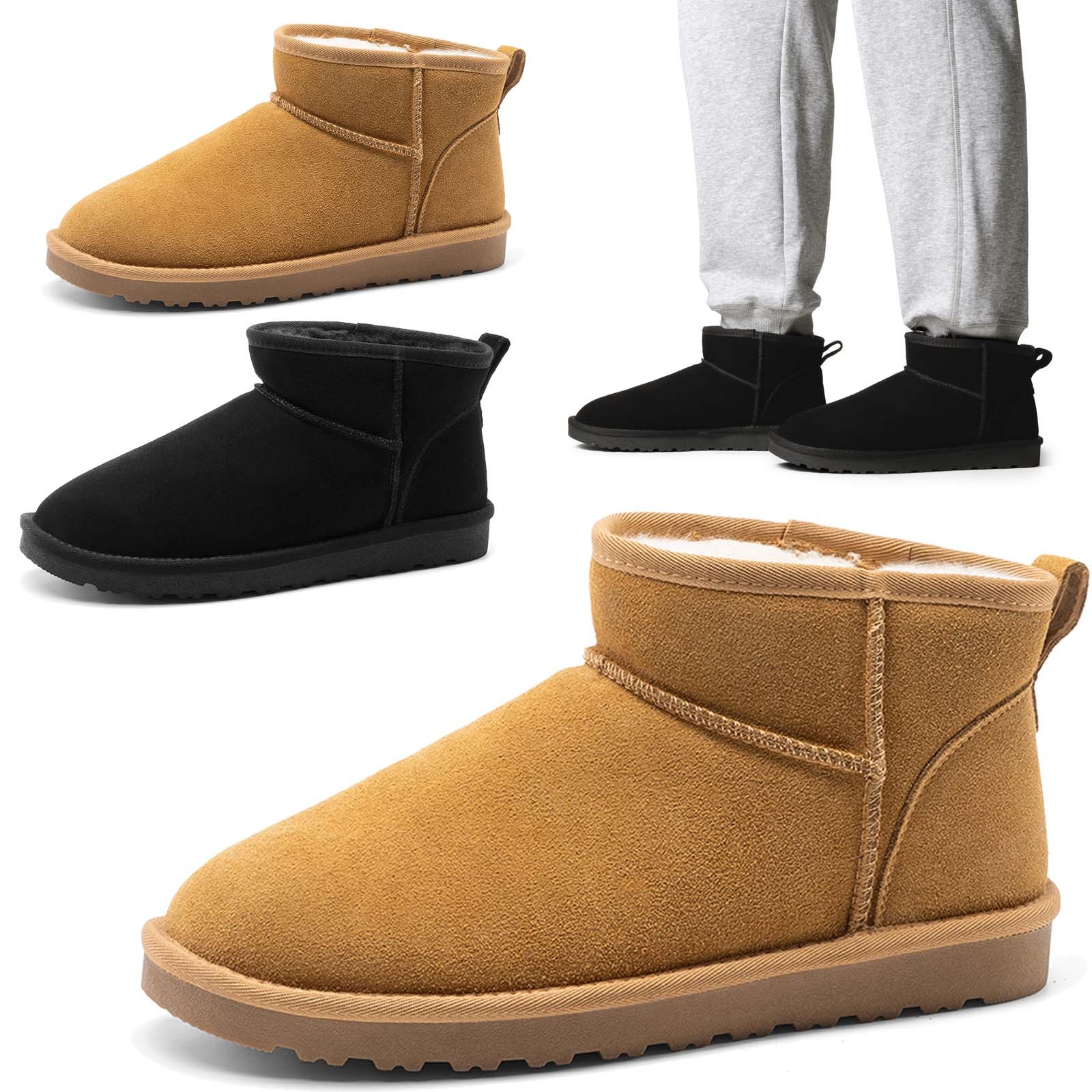 Men's House Slippers Suede Classic FUZZY Boot Outdoor  Snow Boots Winter Shoes