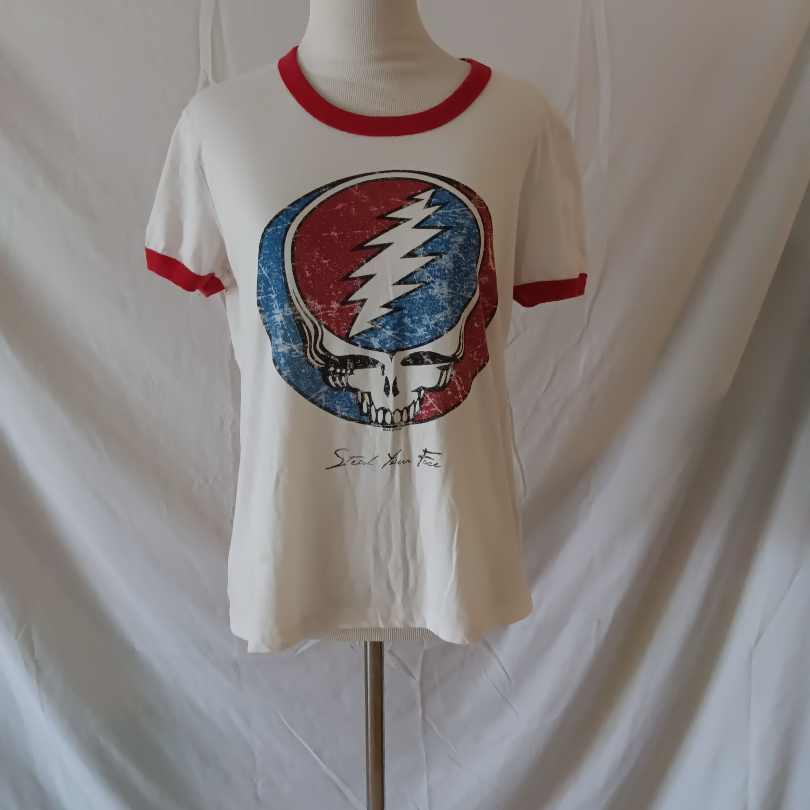 Grateful Dead Steal Your Face T-Shirt Chaser Women's Size S White Music Rock