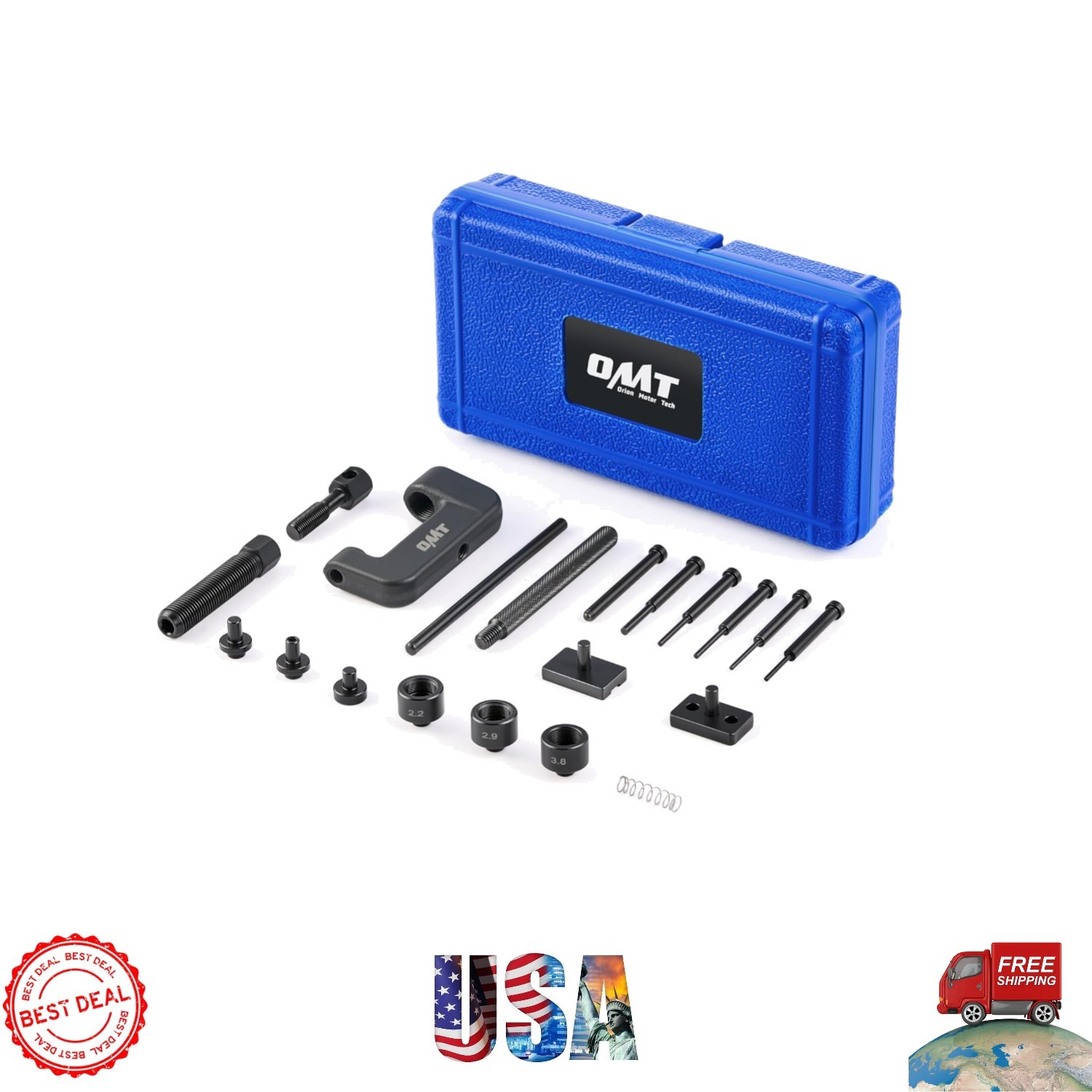 Durable 19pc Chain Link Removal & Rivet Tool Kit for Motorcycles and Bicycles