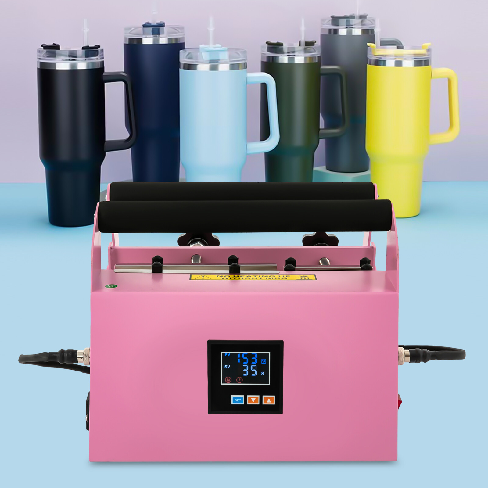 500W Car Cup Mug Press Heat Machine Tumbler Heat Press Machine Pink NEW